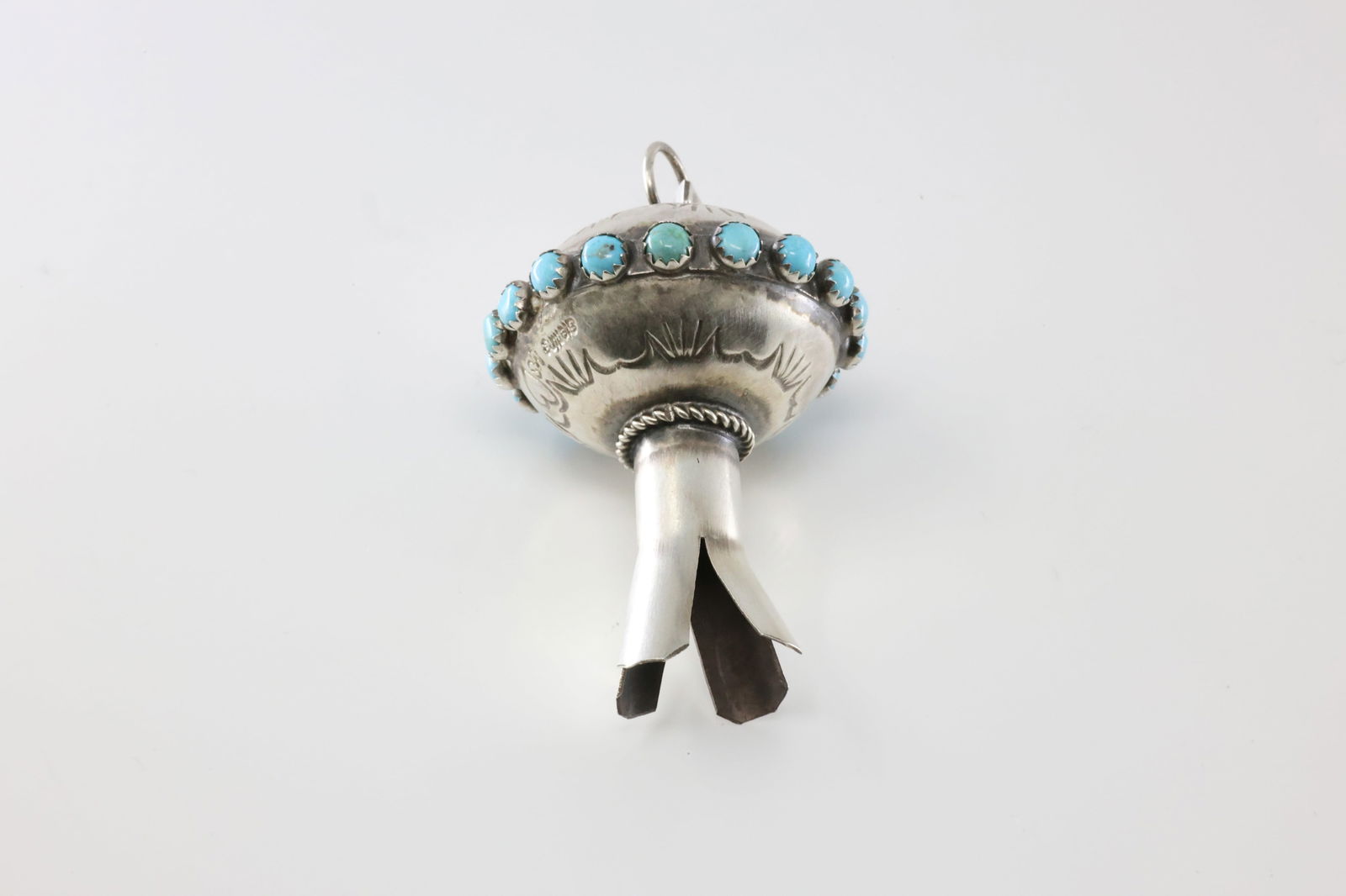 Native America Navajo Sterling Silver Turquoise Pendant By SW.: This is a Native America Navajo Sterling Silver Turquoise Pendant By SW. Stamp SW.
