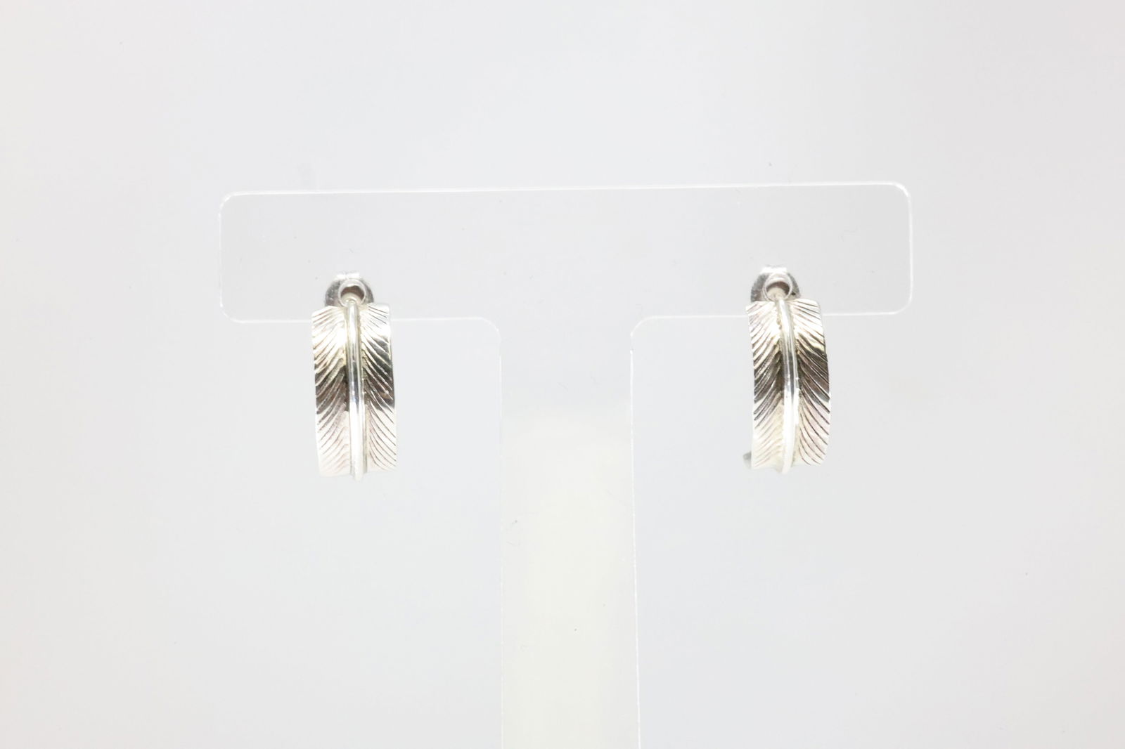Native America Navajo Sterling Silver Solid Stamped Post Hoop Earring's By Aaron Davis.: This is a Native America Navajo Sterling Silver Solid Stamped Post Hoop Earring's By Aaron Davis. Stamp AD.