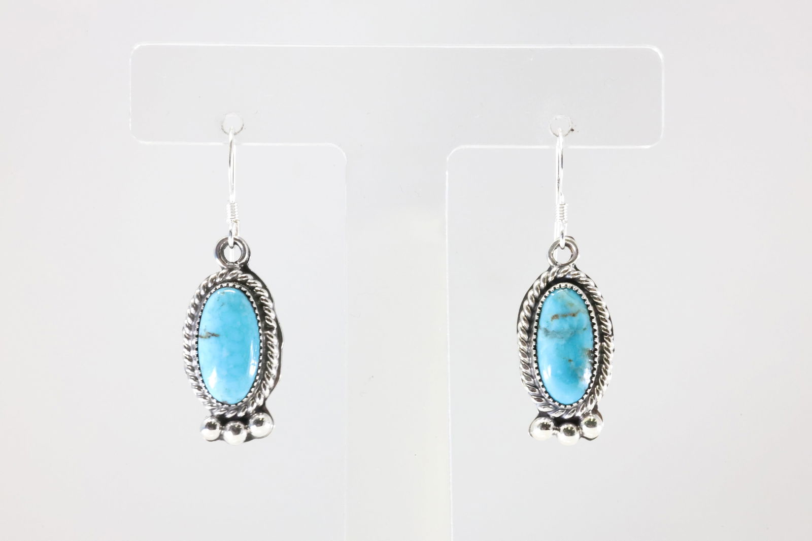 Native America Navajo Sterling Silver Turquoise Dangling Earring's By Charlene Yazzie. (1 of 4)