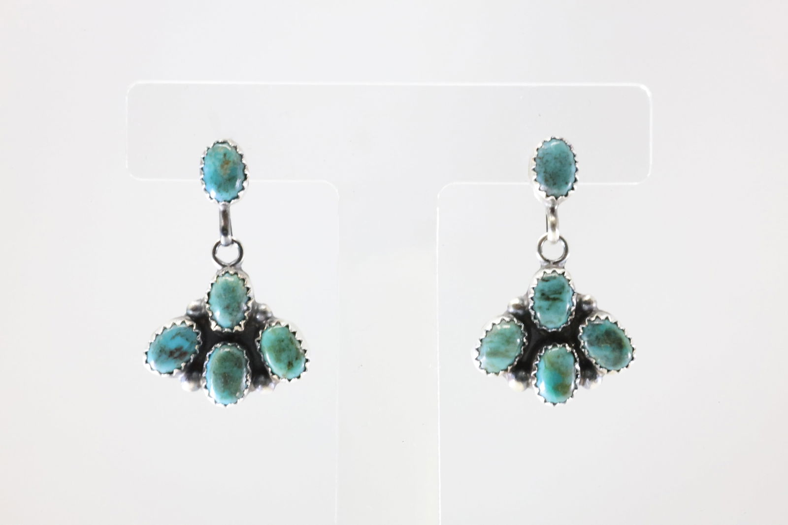 Native America Navajo Sterling Silver Turquoise Post Dangling Earring's By P. Spencer. (1 of 4)