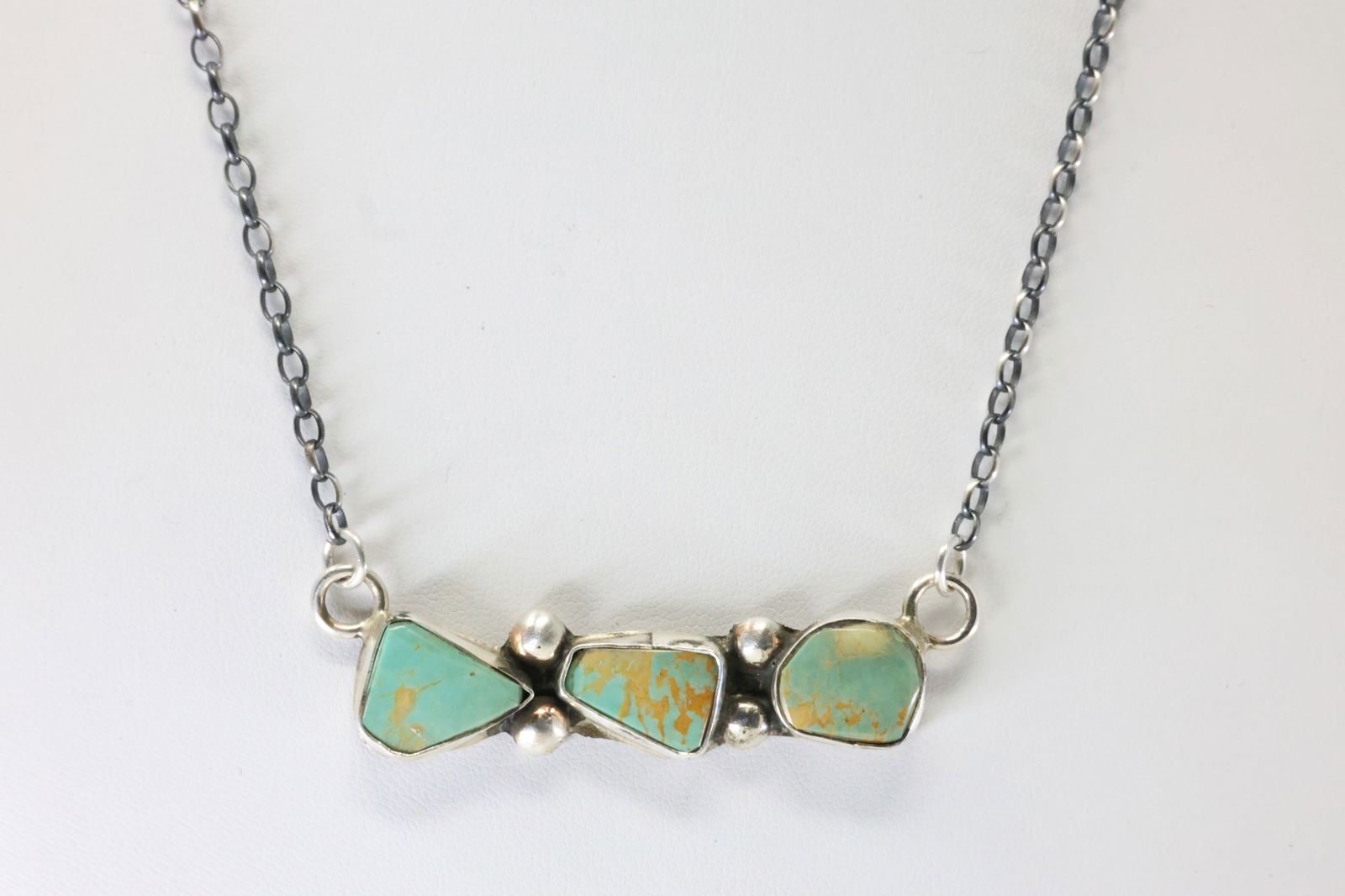 Native America Zuni Sterling Silver Turquoise Necklace By Jude Candelaria. (1 of 4)