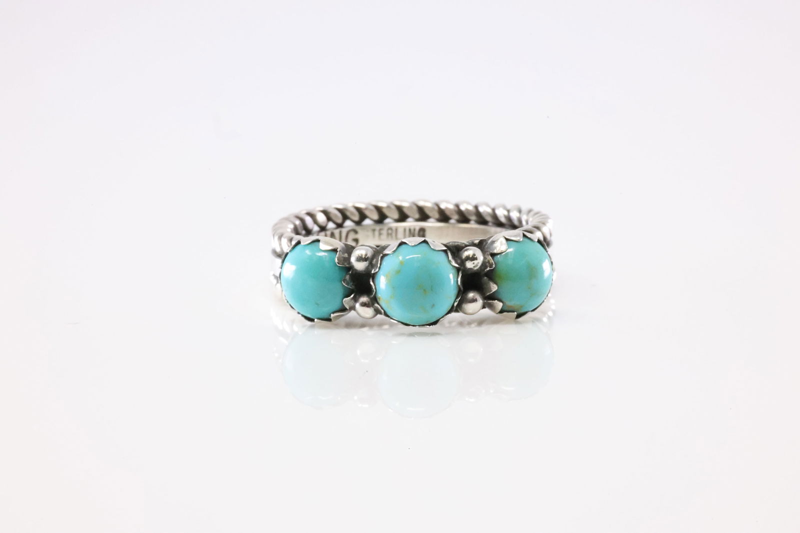 Native America Navajo Sterling Silver Turquoise Ring By R. King. (1 of 4)
