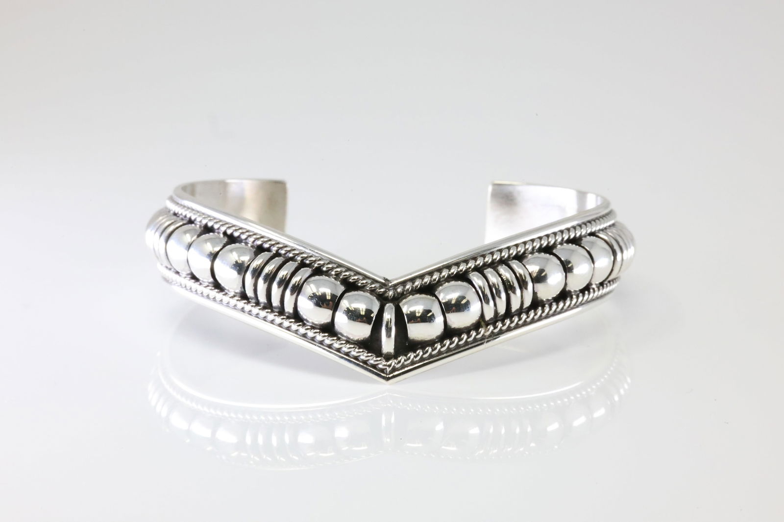 Native America Navajo Sterling Silver Solid Stamped Bracelet Cuff By Thomas Charley. (1 of 4)