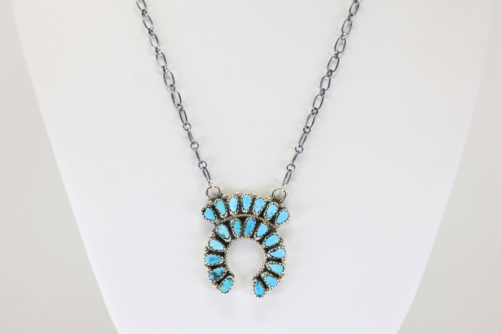 Native America Navajo Sterling Silver Turquoise Necklace By Justina Wilson. (1 of 4)
