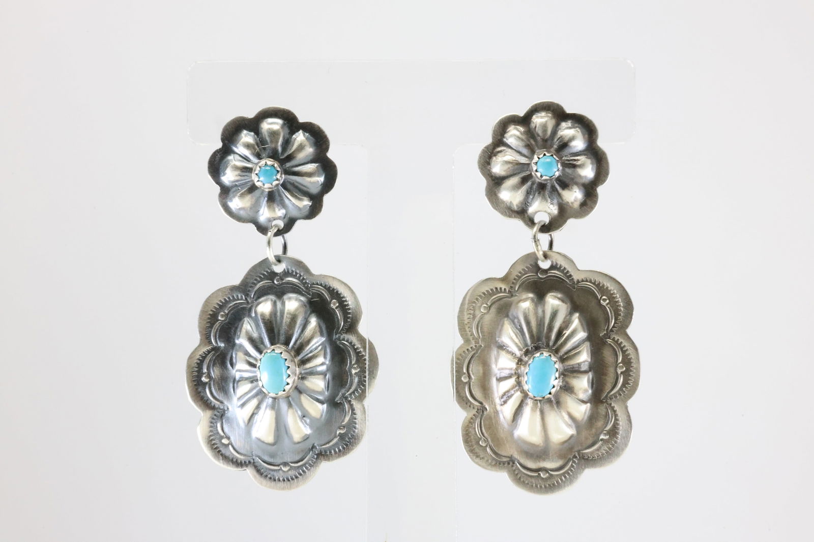 America Sterling Silver Conch Turquoise Post Dangling Earring's.: This is a America Sterling Silver Conch Turquoise Post Dangling Earring's.