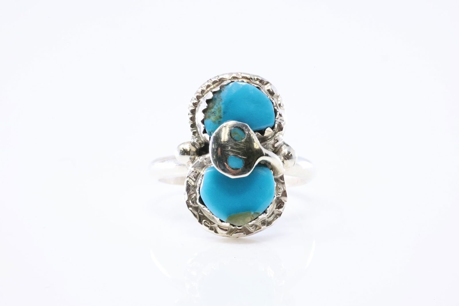 Native America Zuni Sterling Silver Coral & Turquoise Ring By Effie C. (1 of 4)