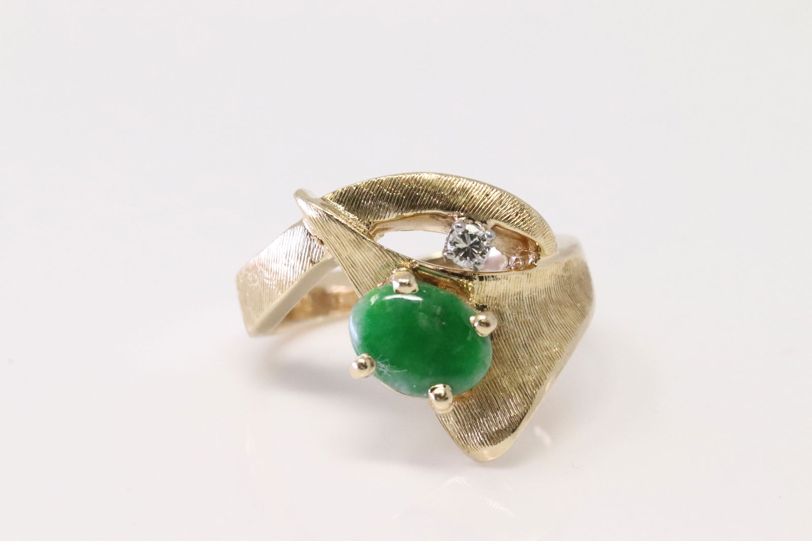 Jade & Diamond Ring 14Kt. - 3