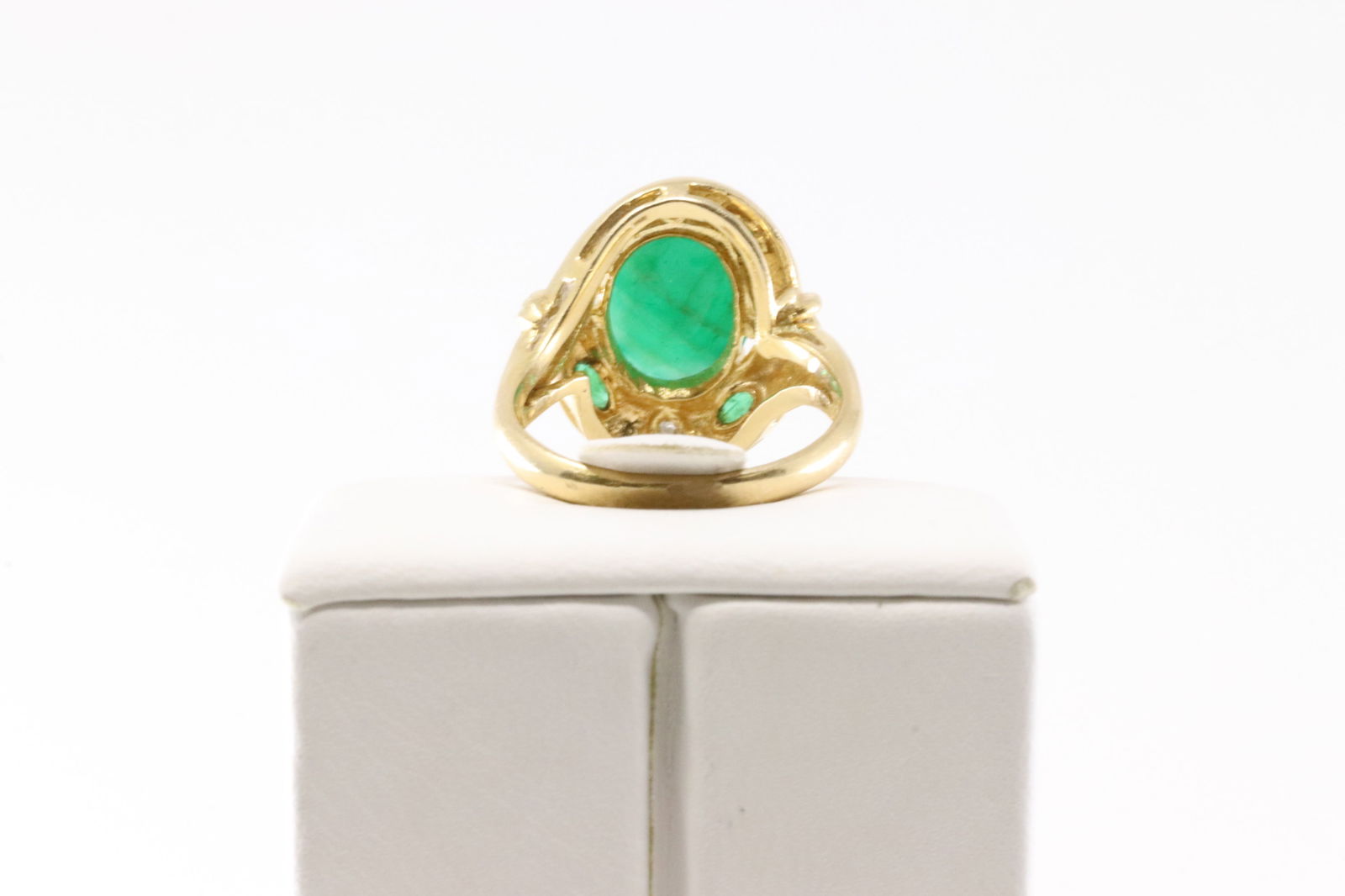 Cabochon Emerald & Diamond Ring 14Kt. - 4