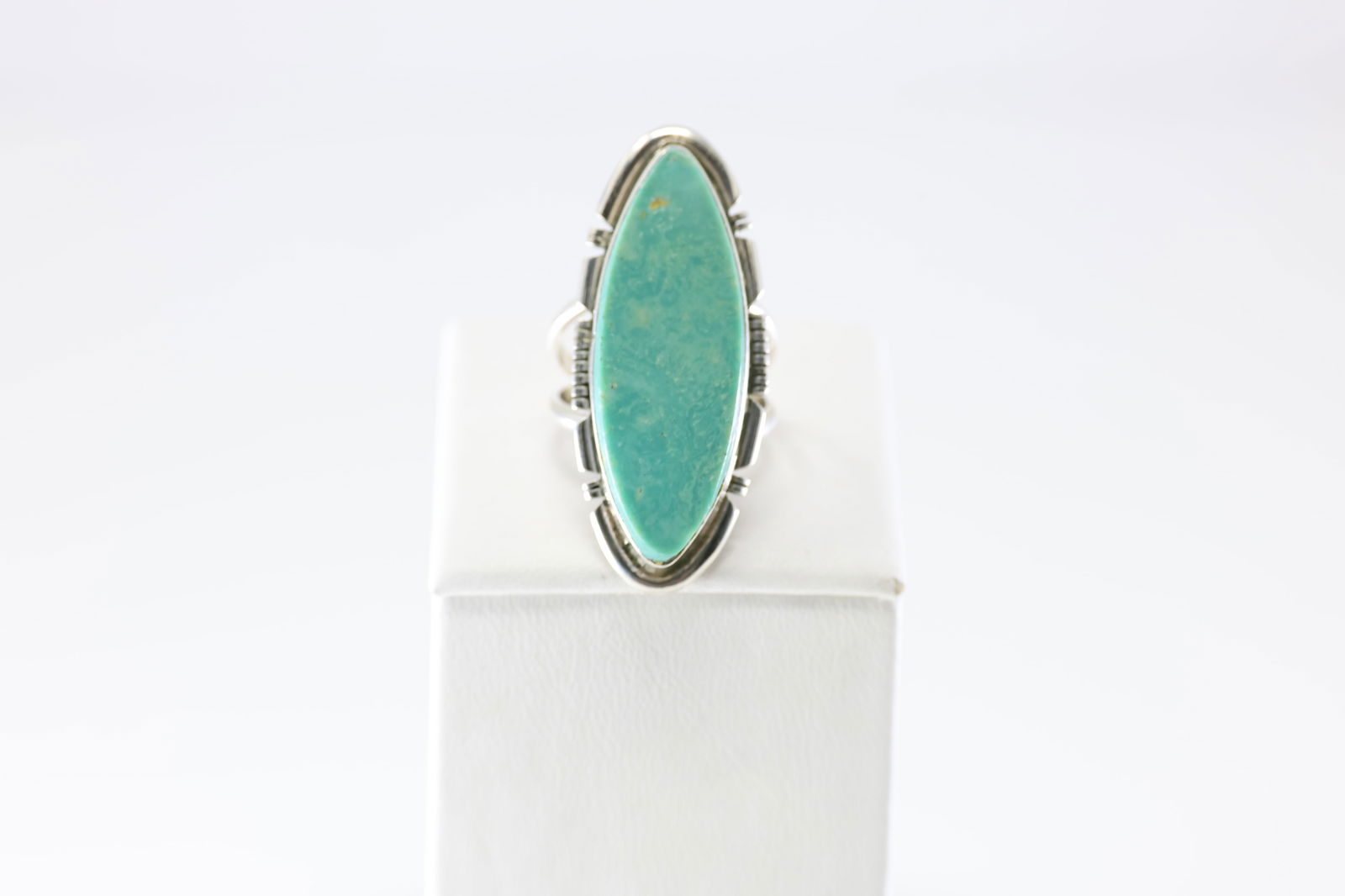 Native America Navajo Sterling Silver Turquoise Ring By SF. (1 of 4)