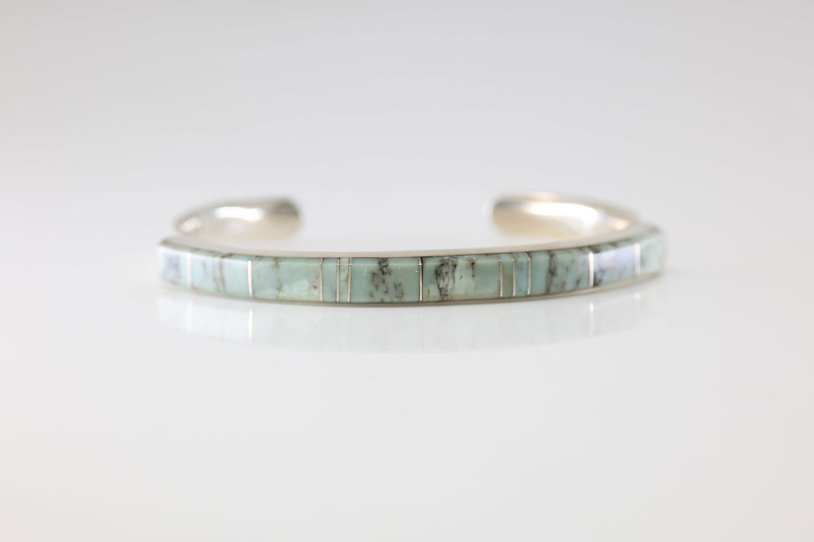 Native America Navajo Sterling Silver Turquoise Inlay Bracelet Cuff By PL. (1 of 4)