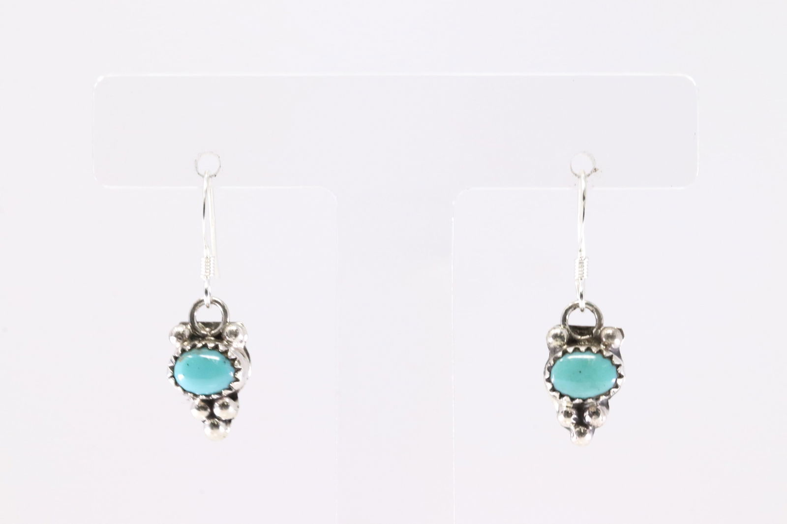 America Sterling Silver Turquoise Dangling Earring's. (1 of 3)