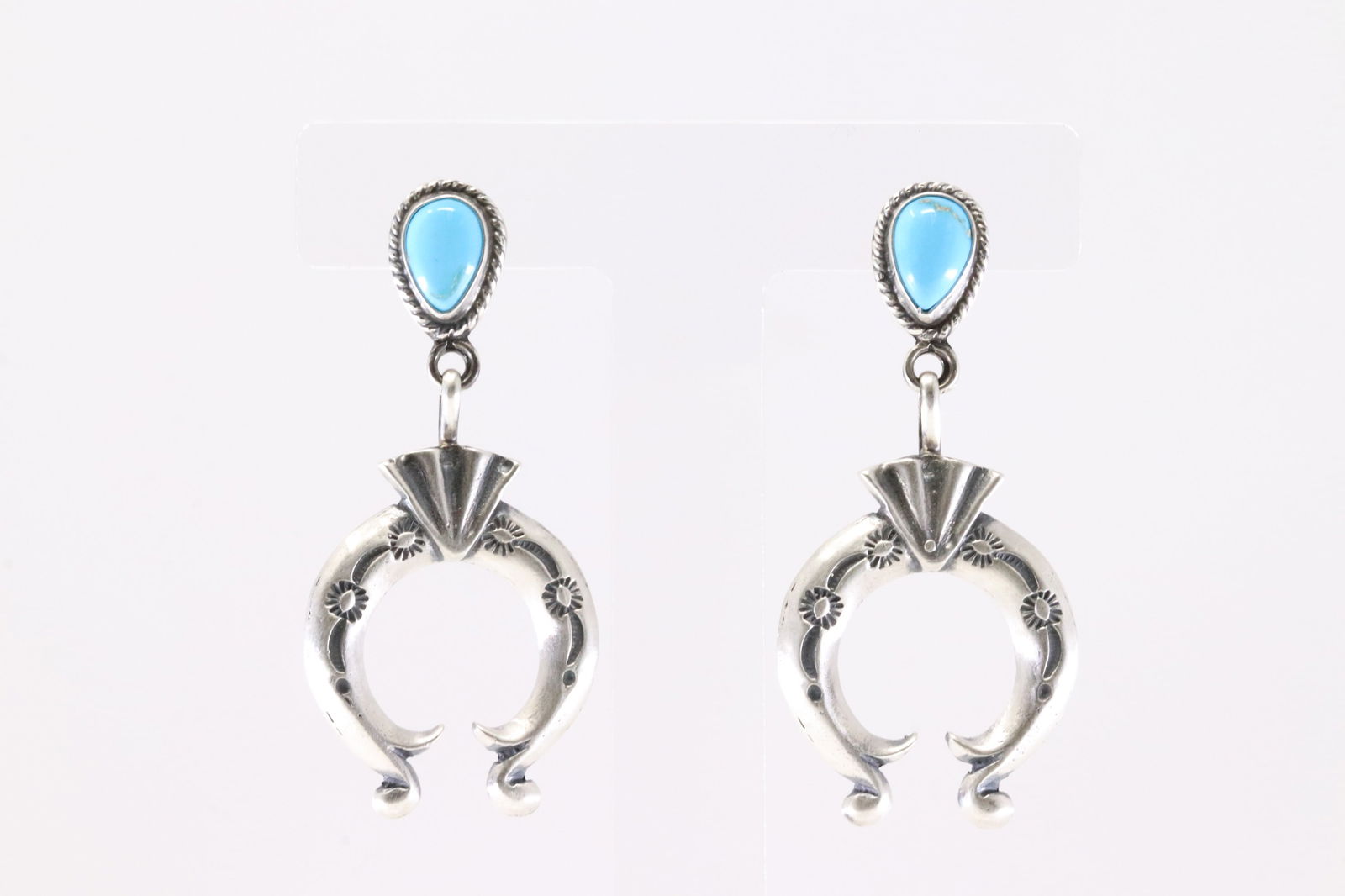 America Sterling Silver Turquoise Naja Post / Dangling Earring's. (1 of 4)