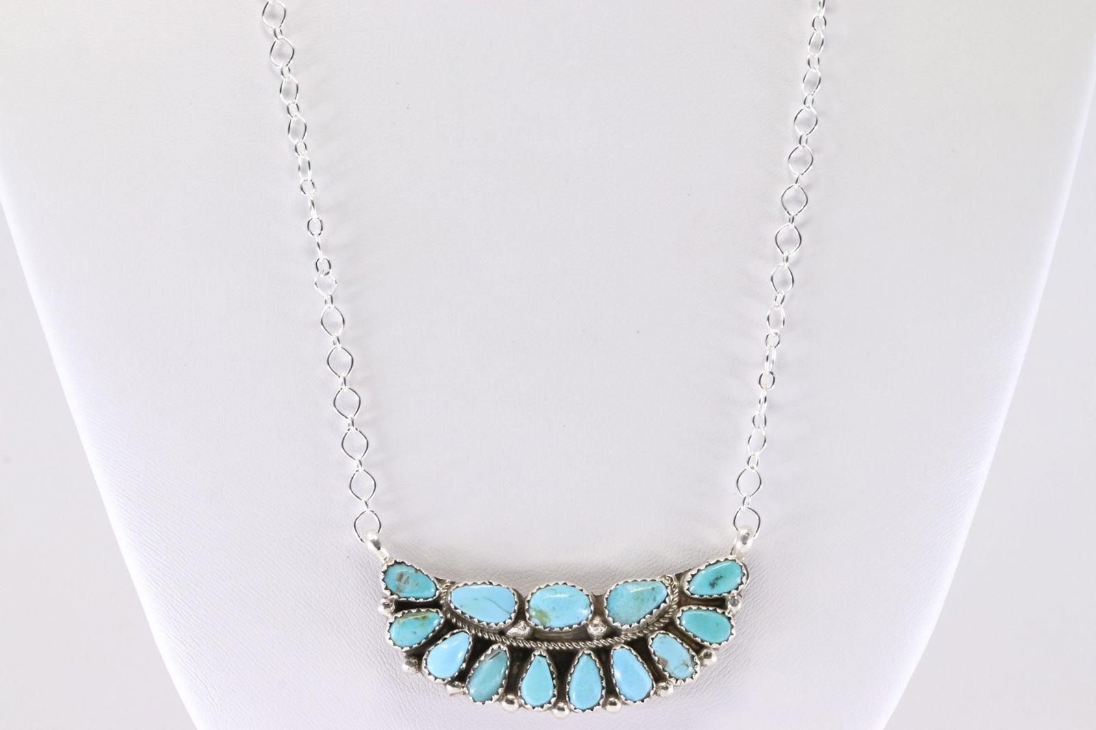 Native America Navajo Sterling Silver Turquoise Neckalce By E.J. (1 of 4)