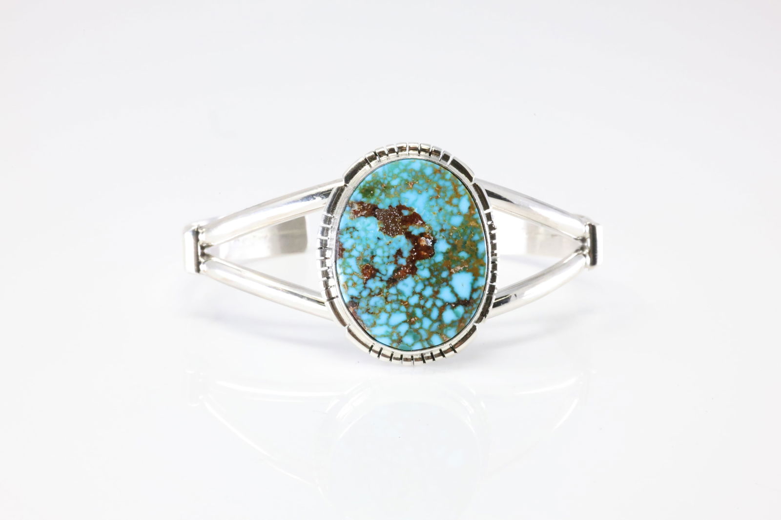 Native America Navajo Sterling Silver Turquoise Bracelet Cuff By SE. (1 of 4)