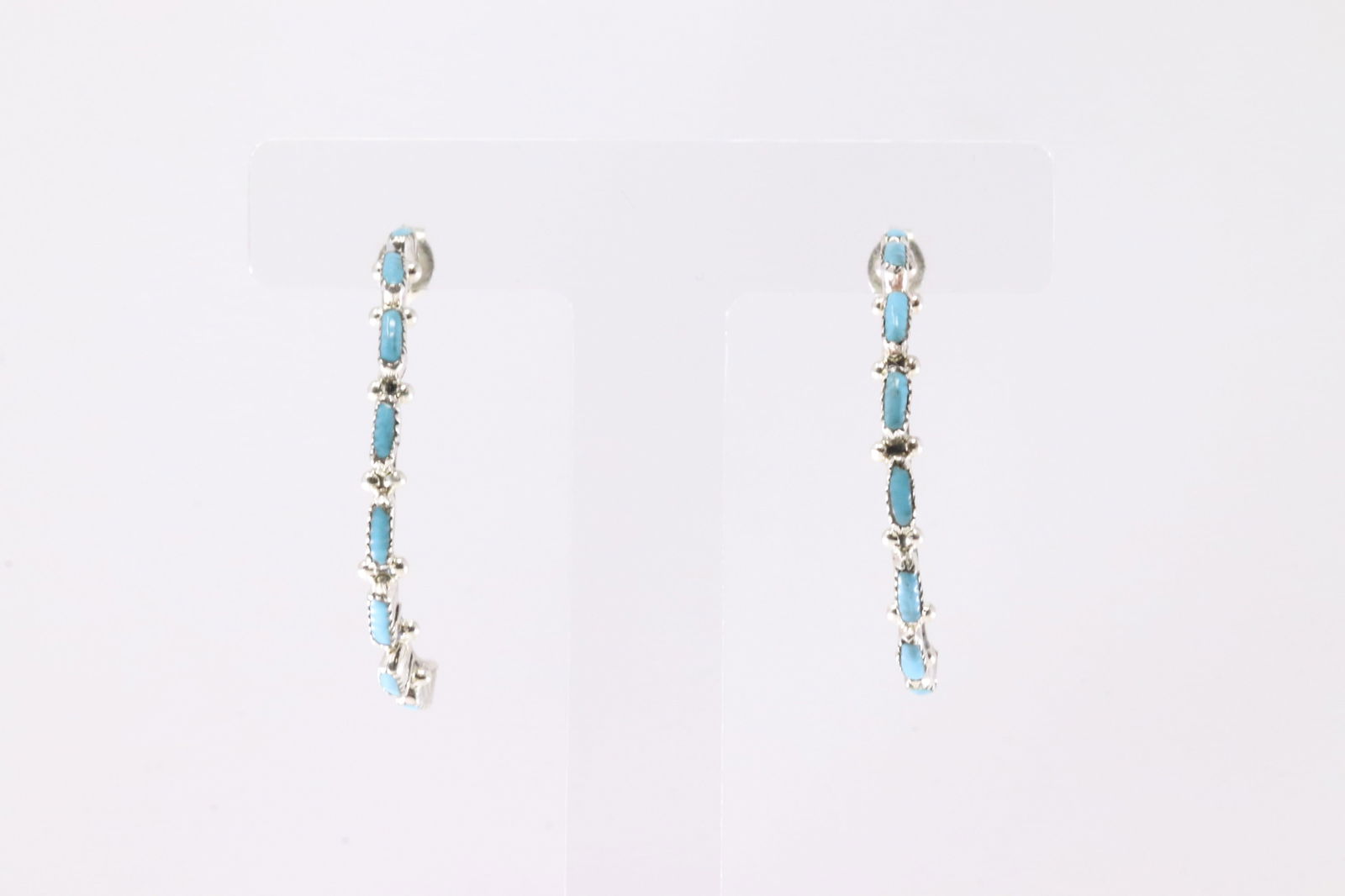 America Sterling Silver Turquoise Post Hoop Earring's. (1 of 4)