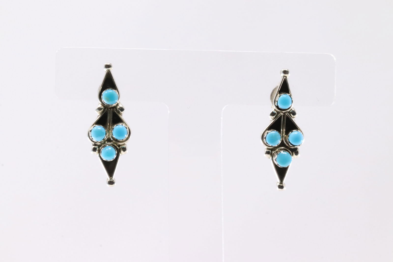 Native America Zuni Sterling Silver Turquoise Post Earring's By Jaylene Bellson. (1 of 3)