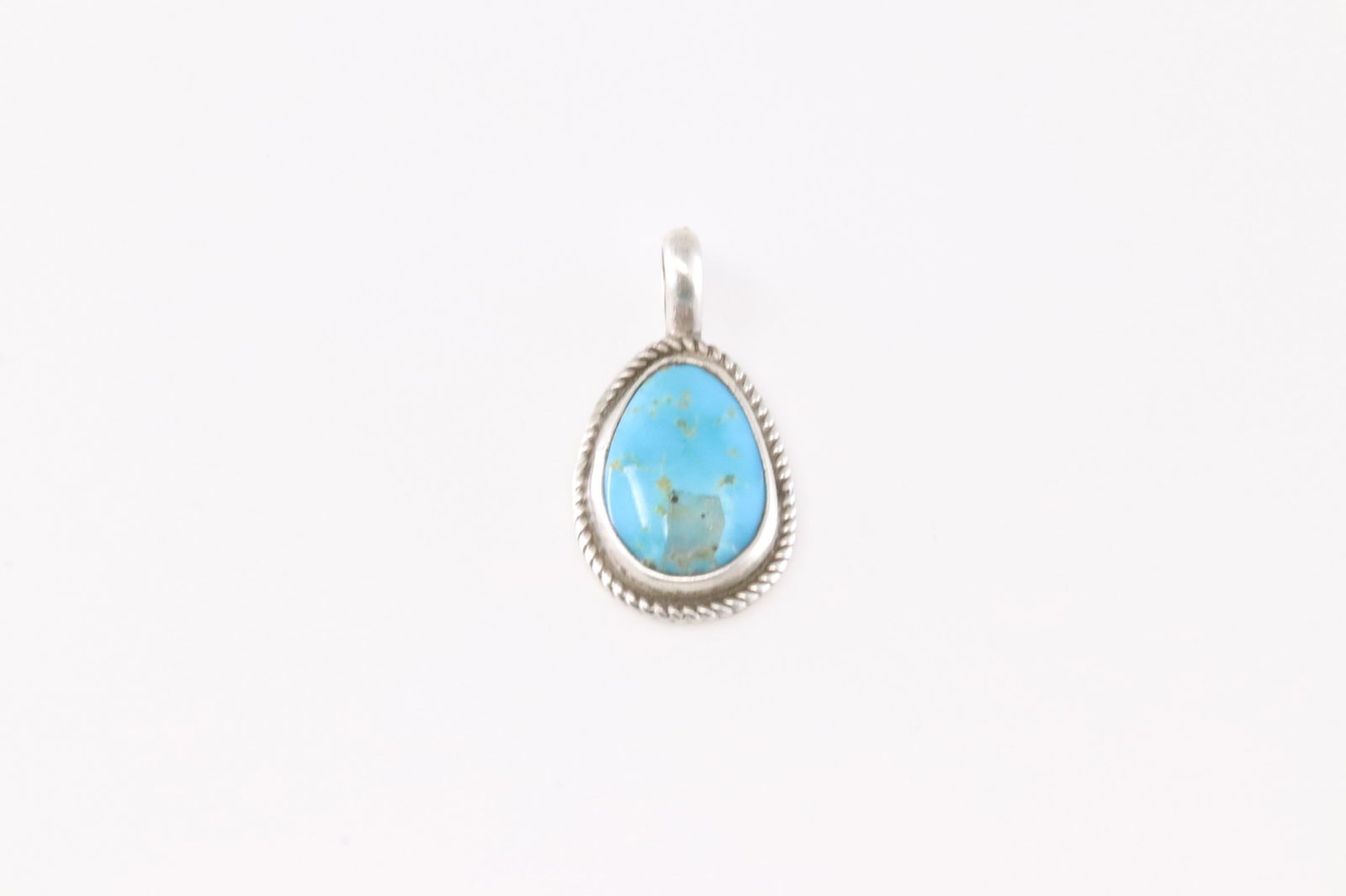 Native America Navajo Sterling Silver Kingman Turquoise pendant By Marcelia James. (1 of 2)