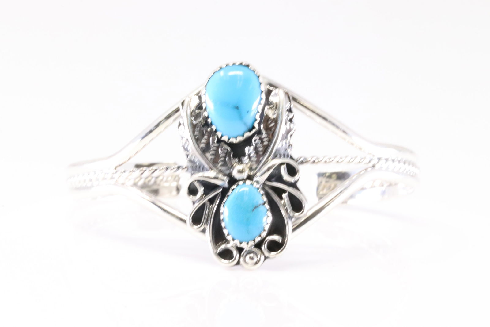 Native America Navajo Sterling Silver Turquoise Bracelet Cuff By Harry B.Yazzie. (1 of 4)