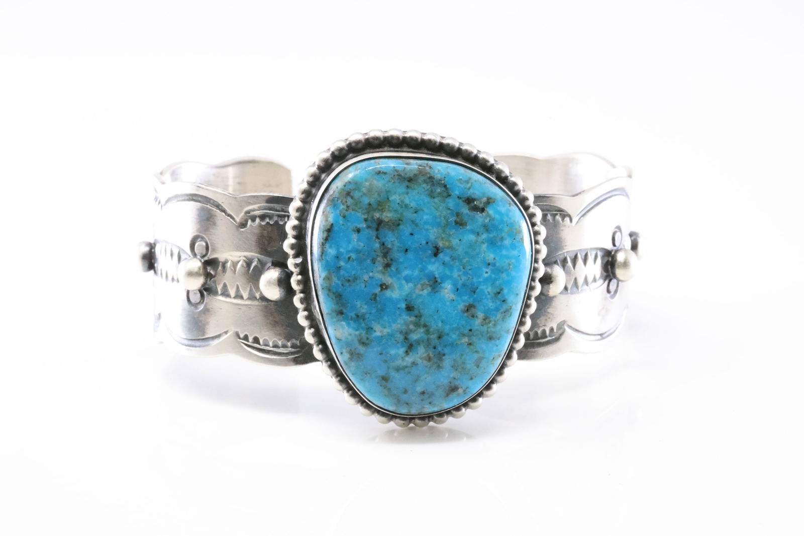 Native America Navajo Sterling Silver Turquoise Bracelet Cuff By Chimnes B. (1 of 4)