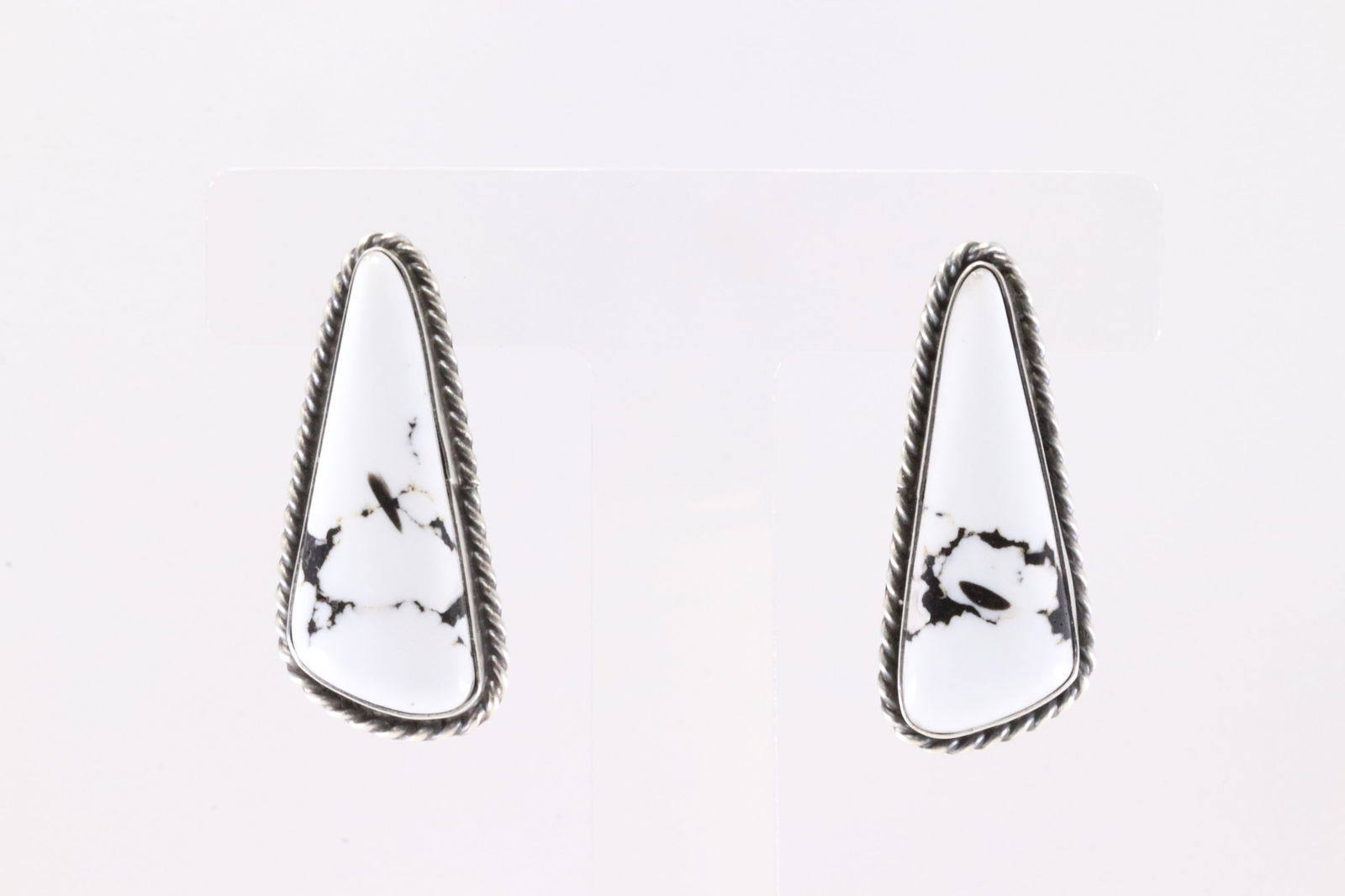 Native America Navajo Sterling Silver White Stone Post Earring's By Chassity Belone. (1 of 4)