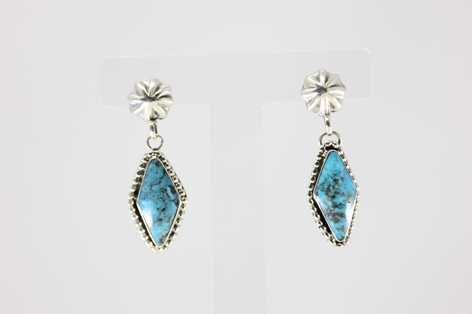 America Sterling Silver Turquoise Post Dangling Earring's. (1 of 4)