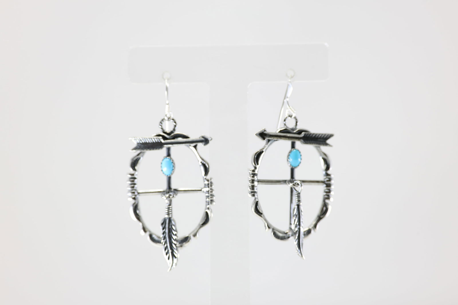 America Sterling Silver Turquoise Dangling Earring's. (1 of 4)