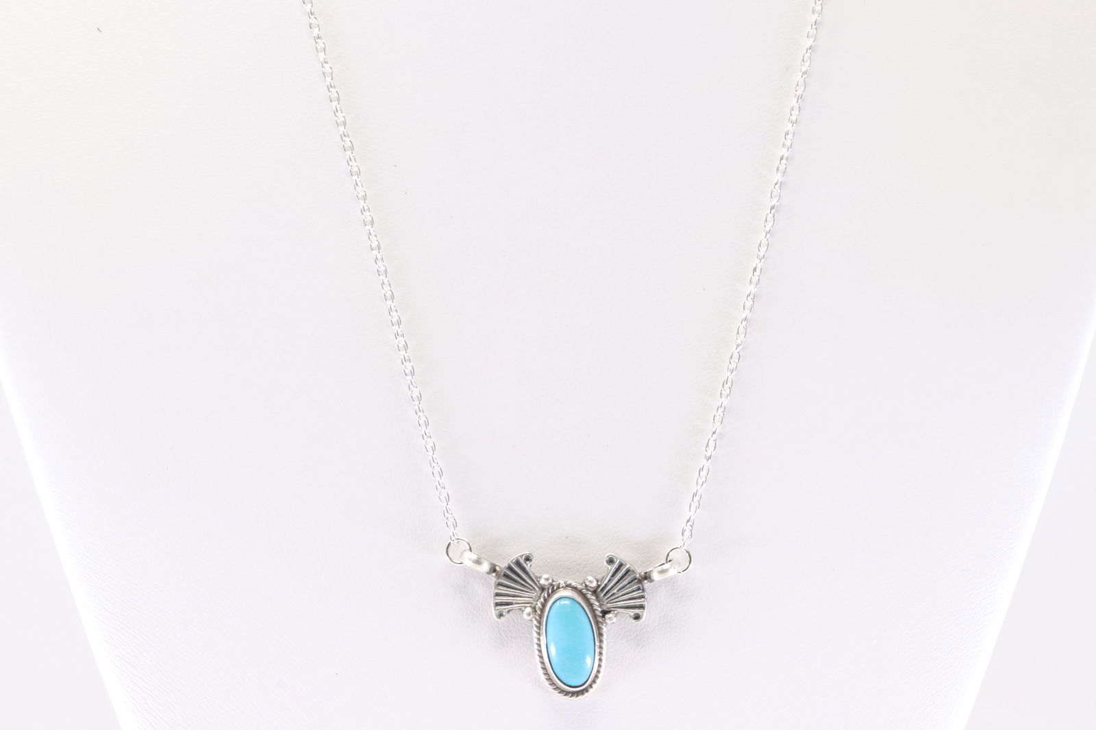 Native America Navajo Sterling Silver Turquoise Necklace By Verley Betone. (1 of 4)