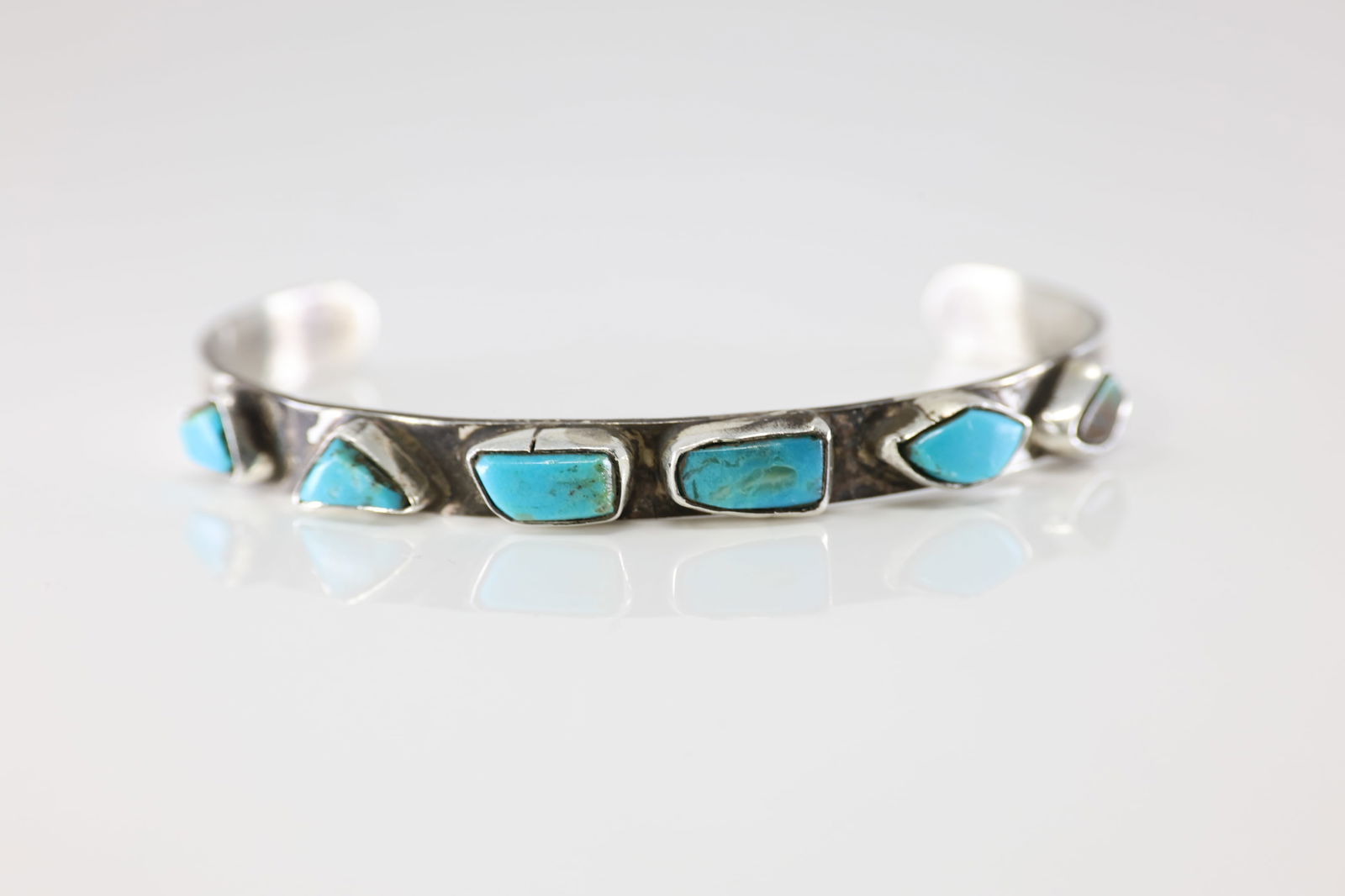 Native America Zuni Sterling Silver Turquoise Bracelet Cuff By Jude Candelaria. (1 of 4)