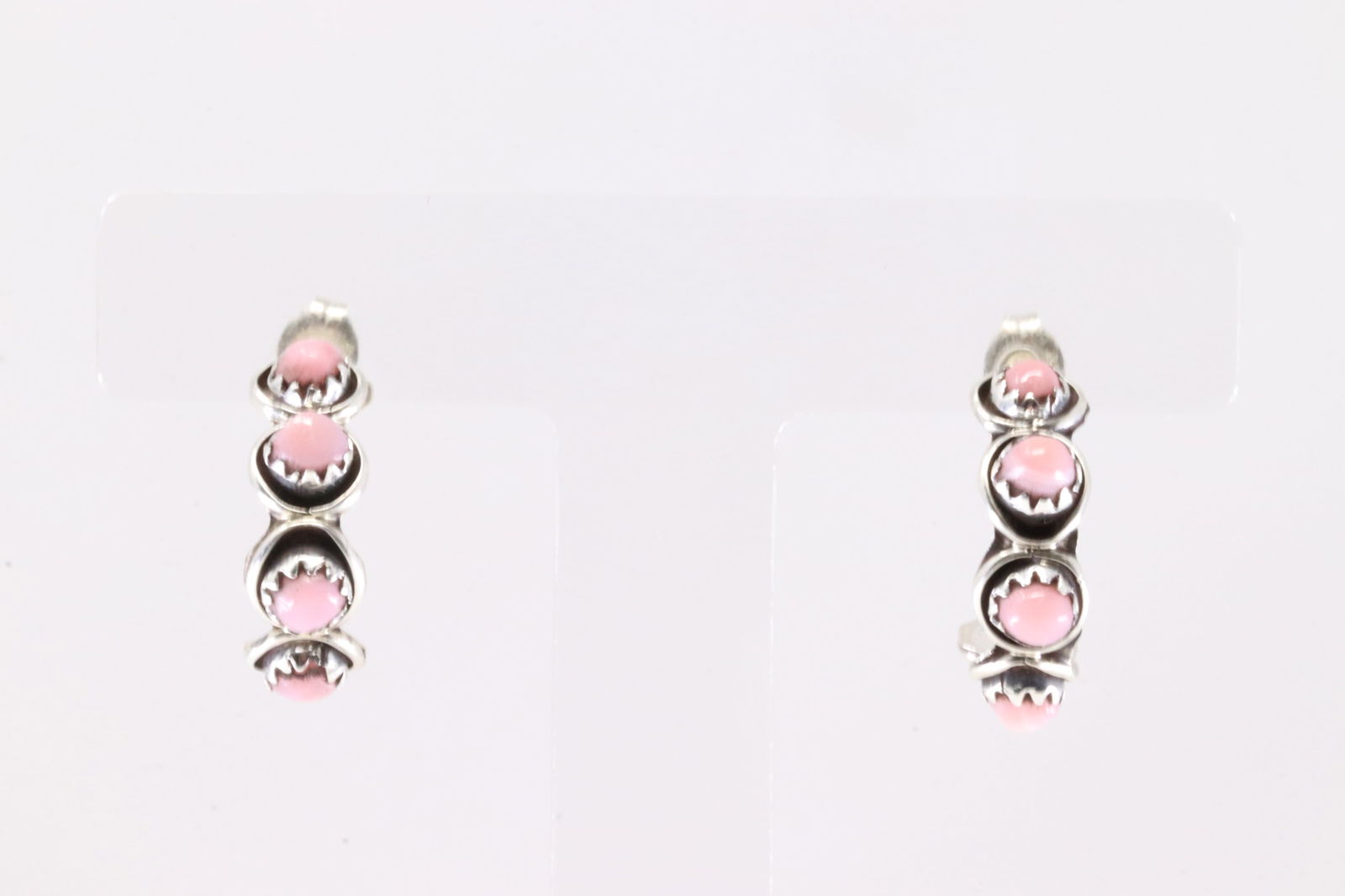 America Sterling Silver Pink Conch Shell Hoop Earring's. (1 of 4)