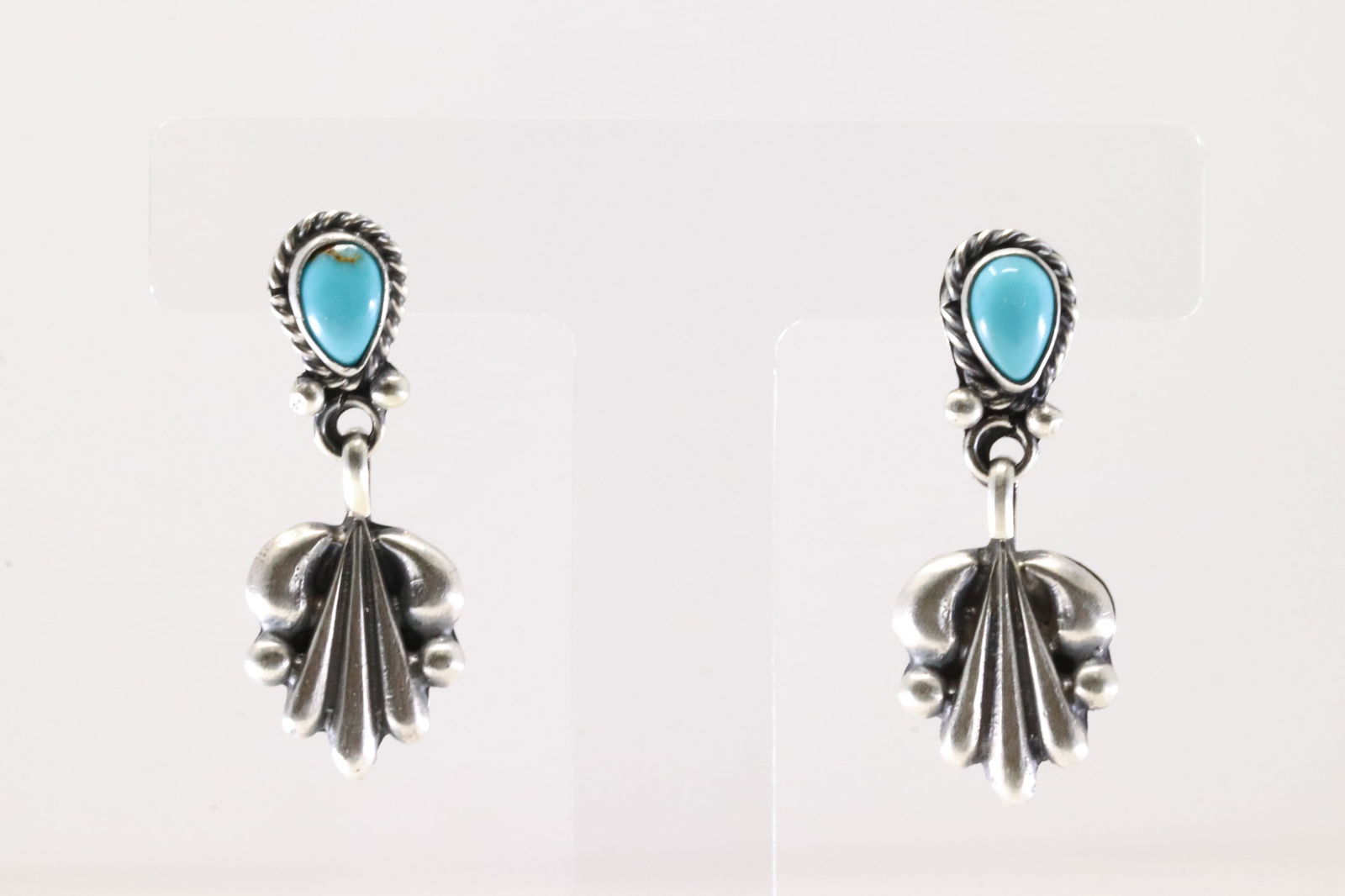 Native America Navajo Sterling Silver Turquoise Post Dangling Earring's By Harris Largo. From R.B (1 of 3)