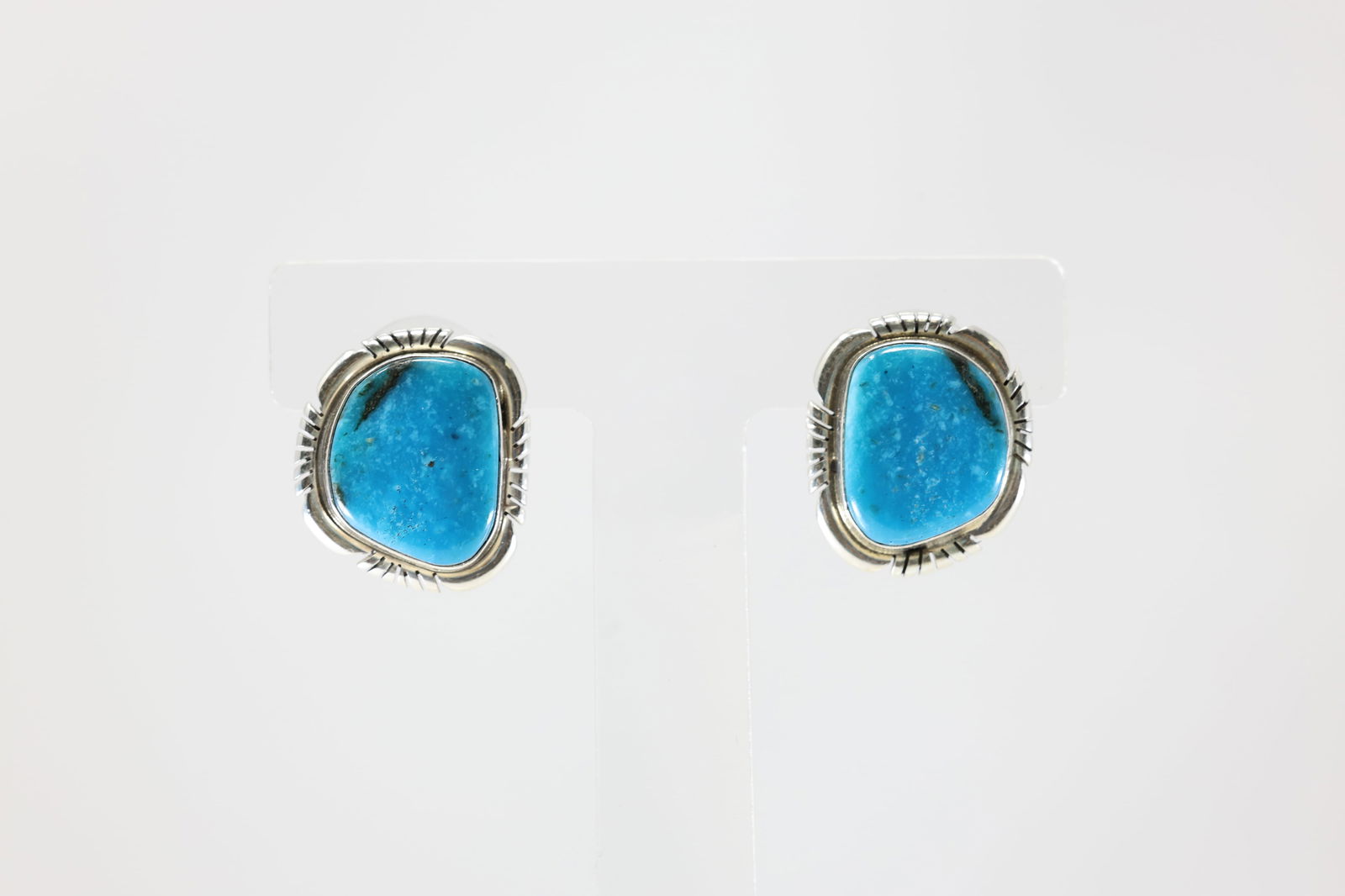 Native America Navajo Sterling Silver Turquoise Post Earring's By Elouise Kee. (1 of 4)