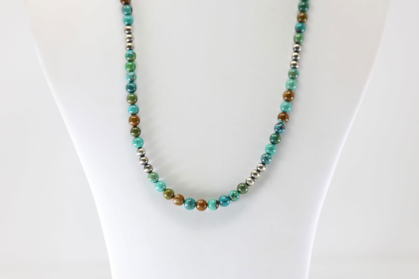 America Sterling Silver Pearl Beaded / Turquoise Necklace. (1 of 4)