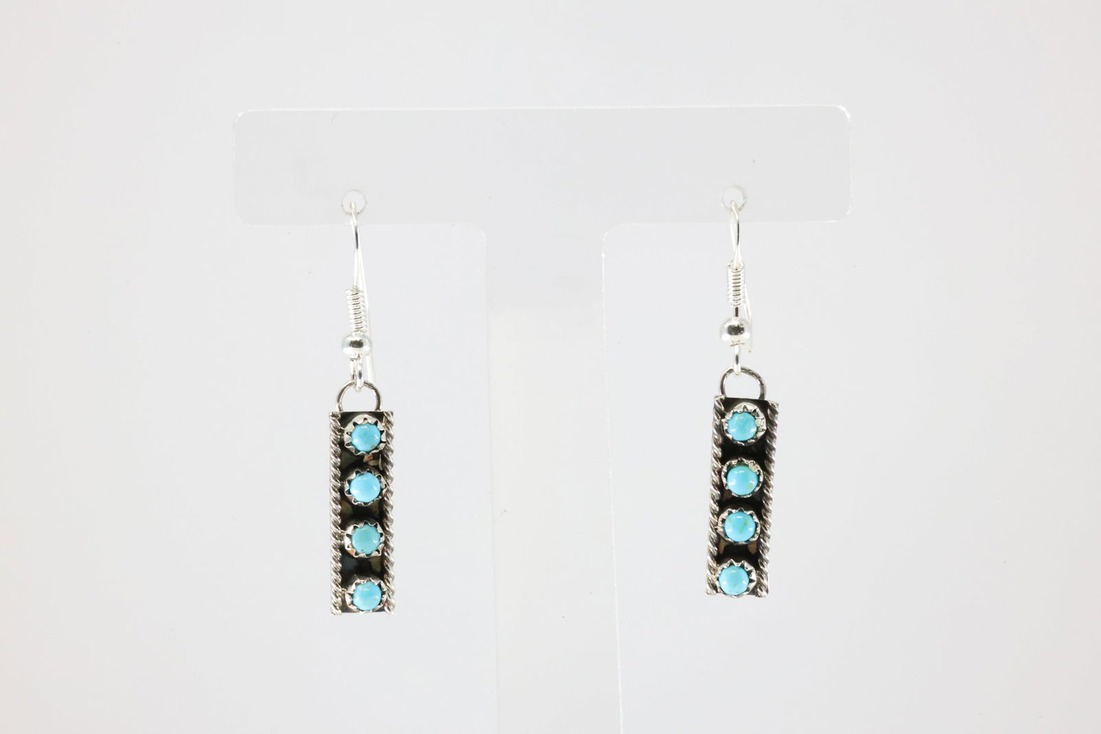 America Sterling Silver Turquoise Dangling Earring's. (1 of 3)