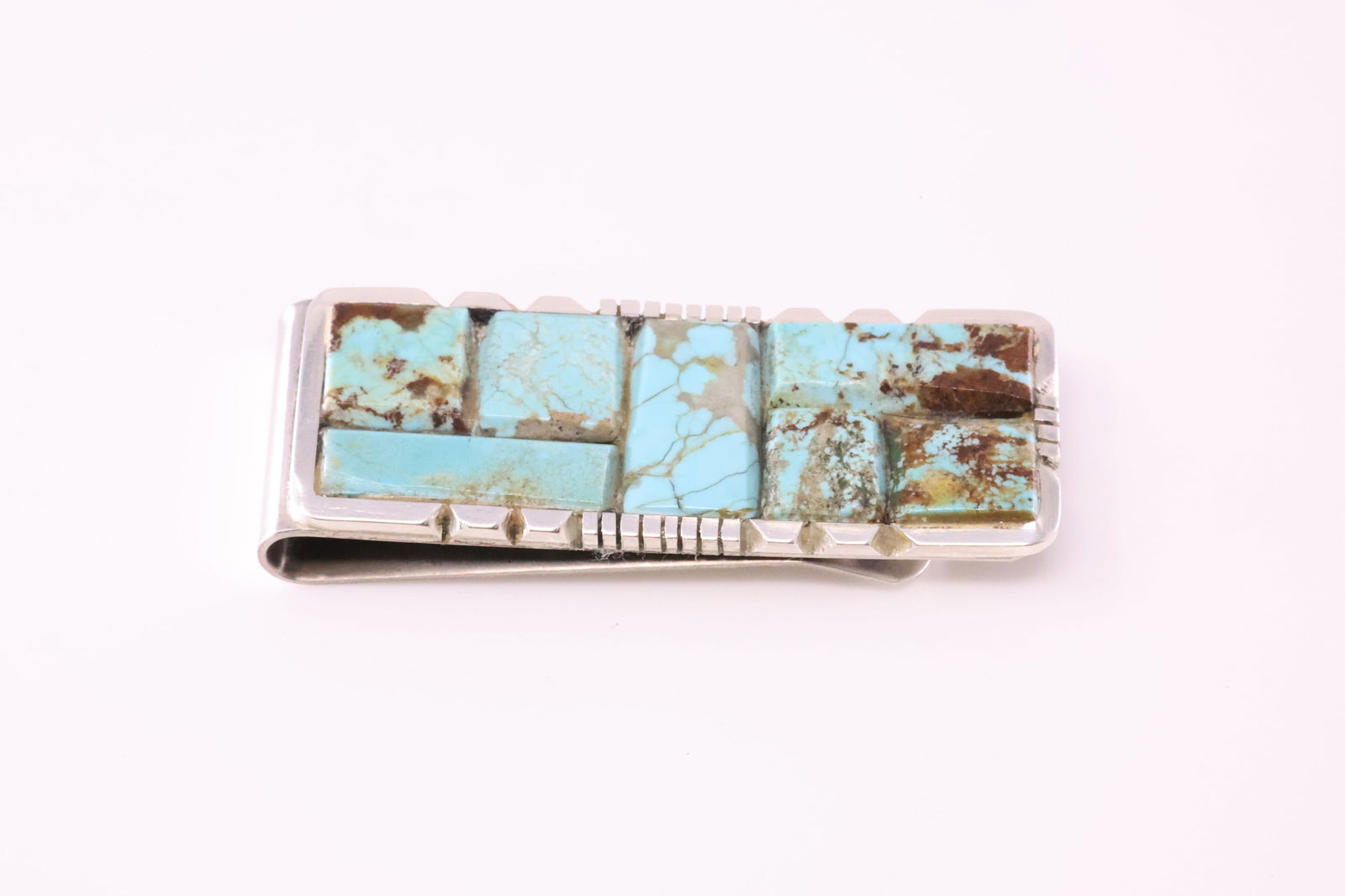 Native America Navajo Sterling Silver Number 8 Turquoise Money Clip By Brandon Etcitty.: This is a Native America Navajo Sterling Silver Number 8 Turquoise Money Clip By Brandon Etcitty. Stamp BE.