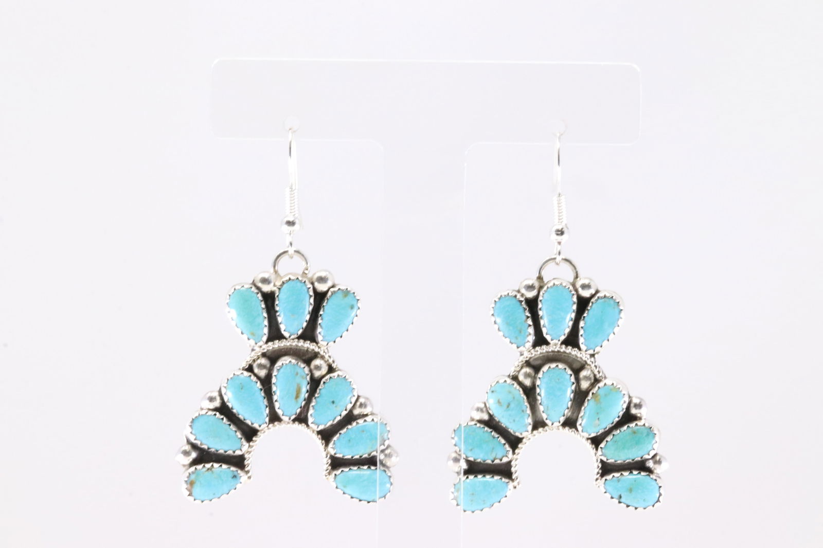 Native America Navajo Sterling Silver Kingman Turquoise Dangling Earring's By Rodney Notah. (1 of 4)