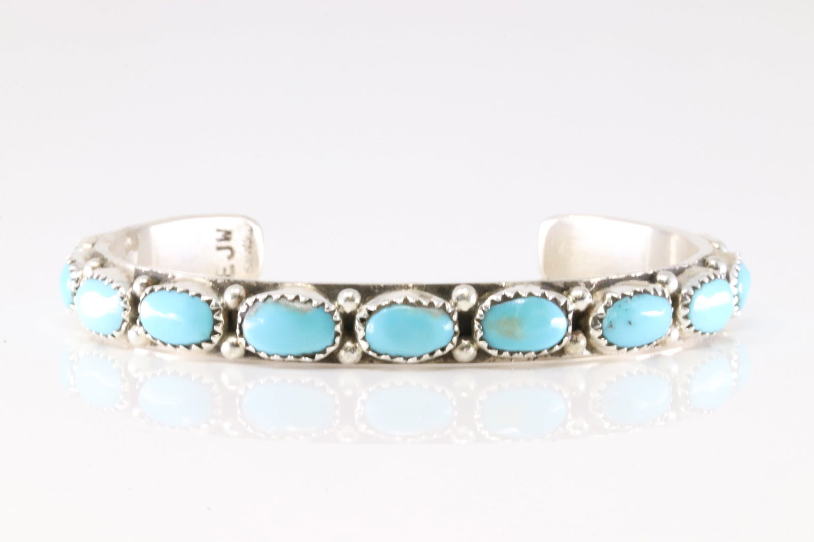 Native America Zuni Sterling Silver Turquoise Bracelet Cuff By Eunis Tso. (1 of 4)
