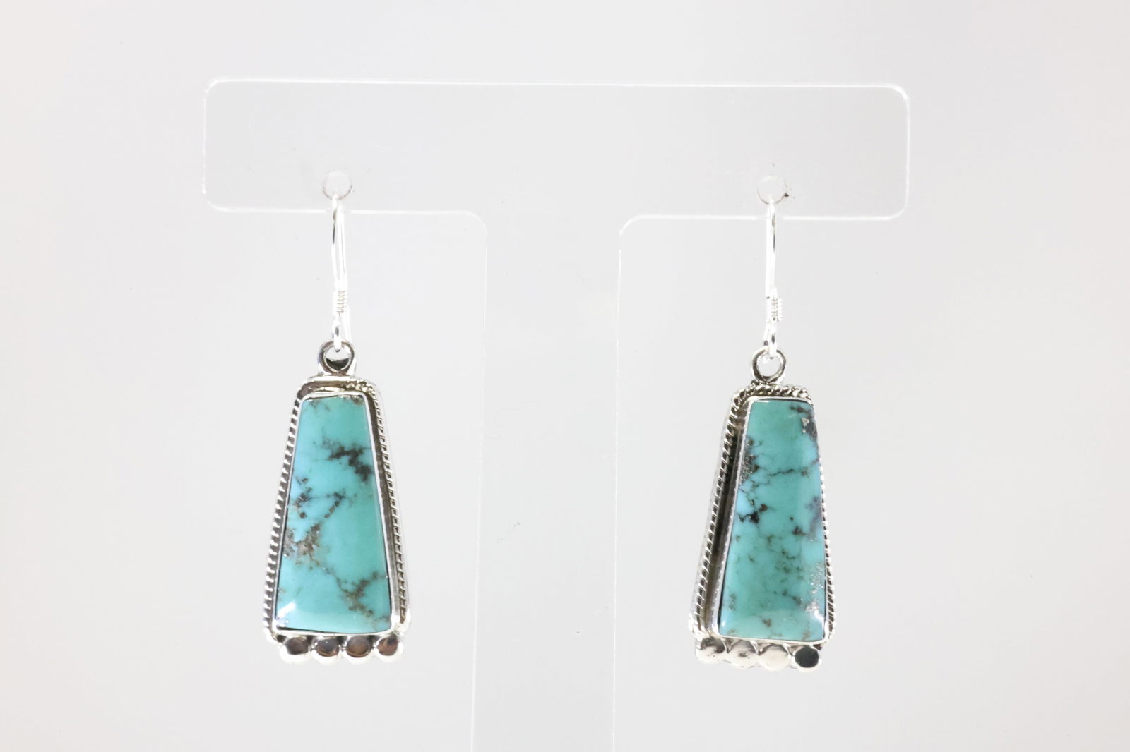 America Sterling Silver Turquoise Dangling Earring's. (1 of 4)