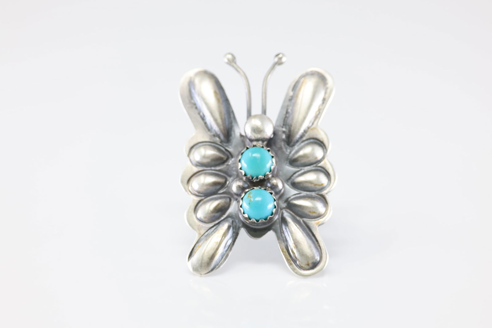 Native America Navajo Sterling Silver Turquoise Butterfly Ring By L. Yazzie. (1 of 4)