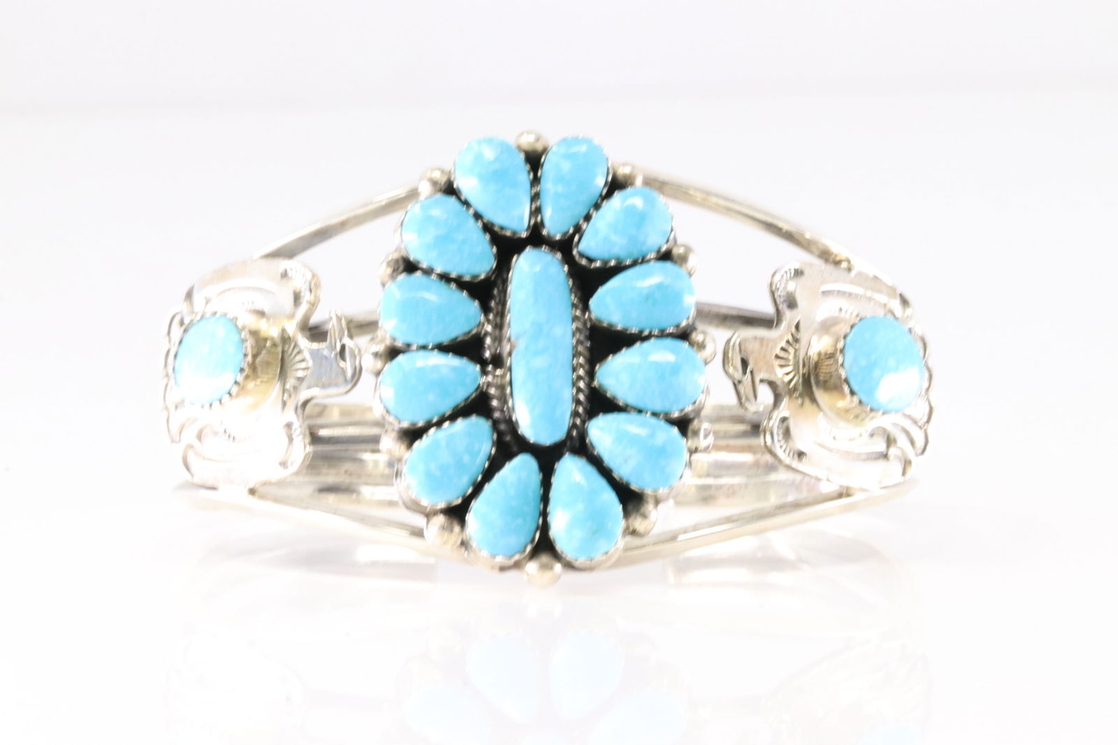 Native America Navajo Sterling Silver Turquoise Bracelet Cuff By Jimmy Garcia. (1 of 4)