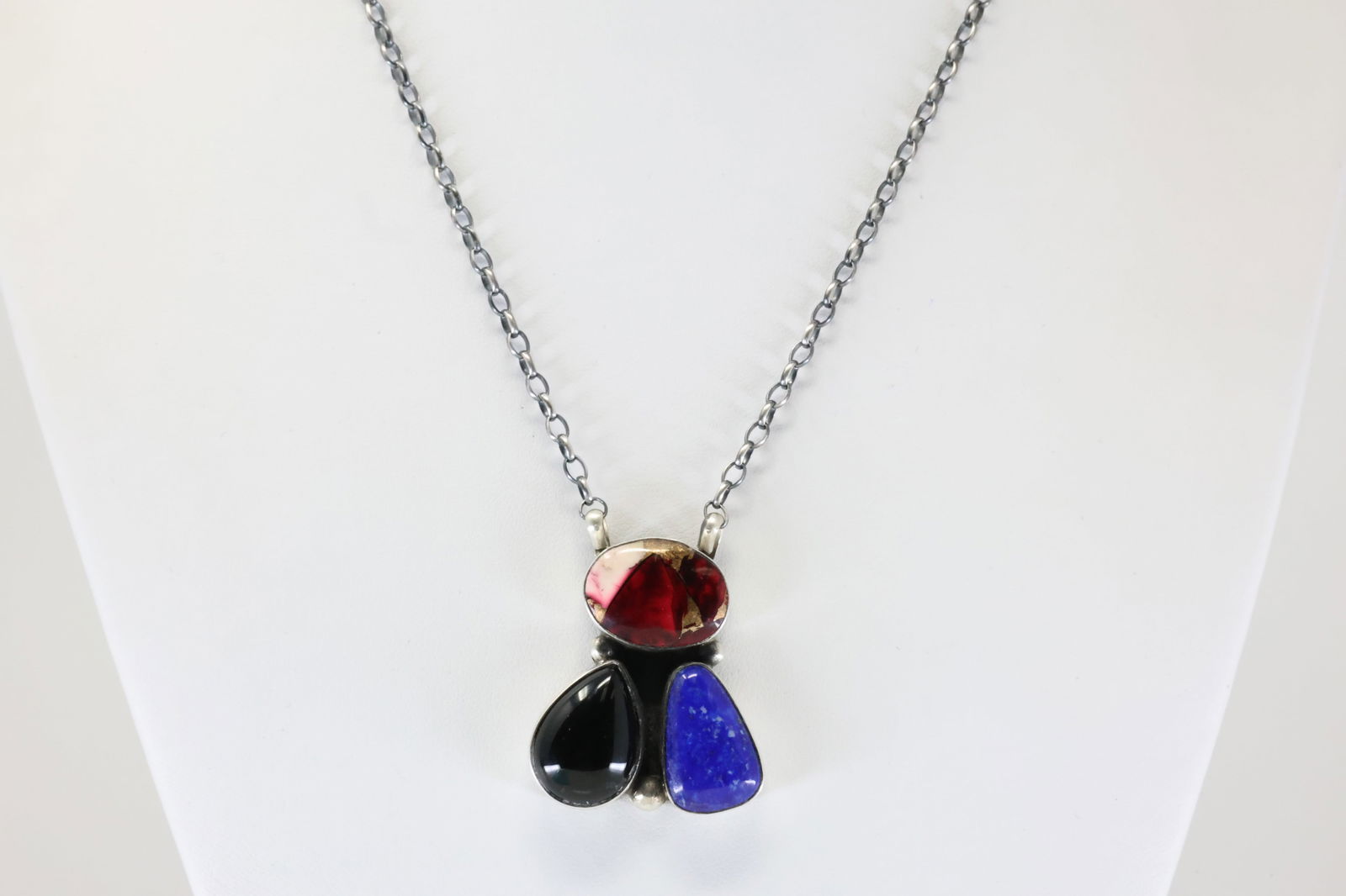 Native America Navajo Sterling Silver Multicolor Stone Necklace By Donovan Skeet. (1 of 4)