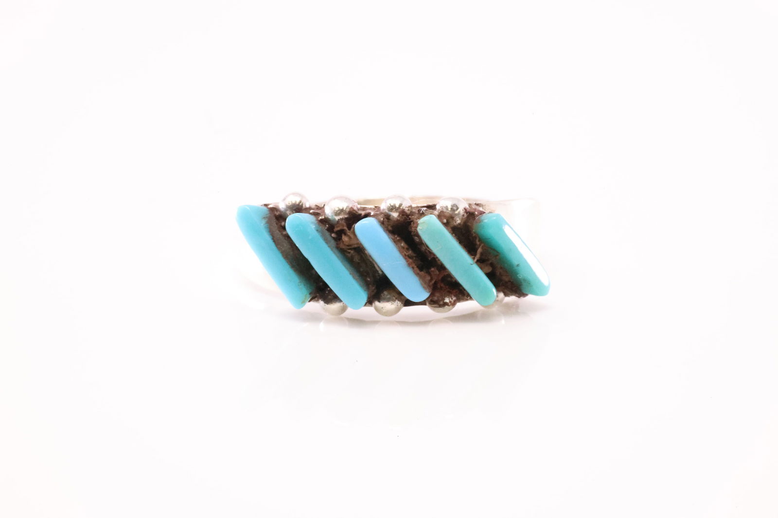 Native America Zuni Sterling Silver Turquoise Ring By L. (1 of 3)
