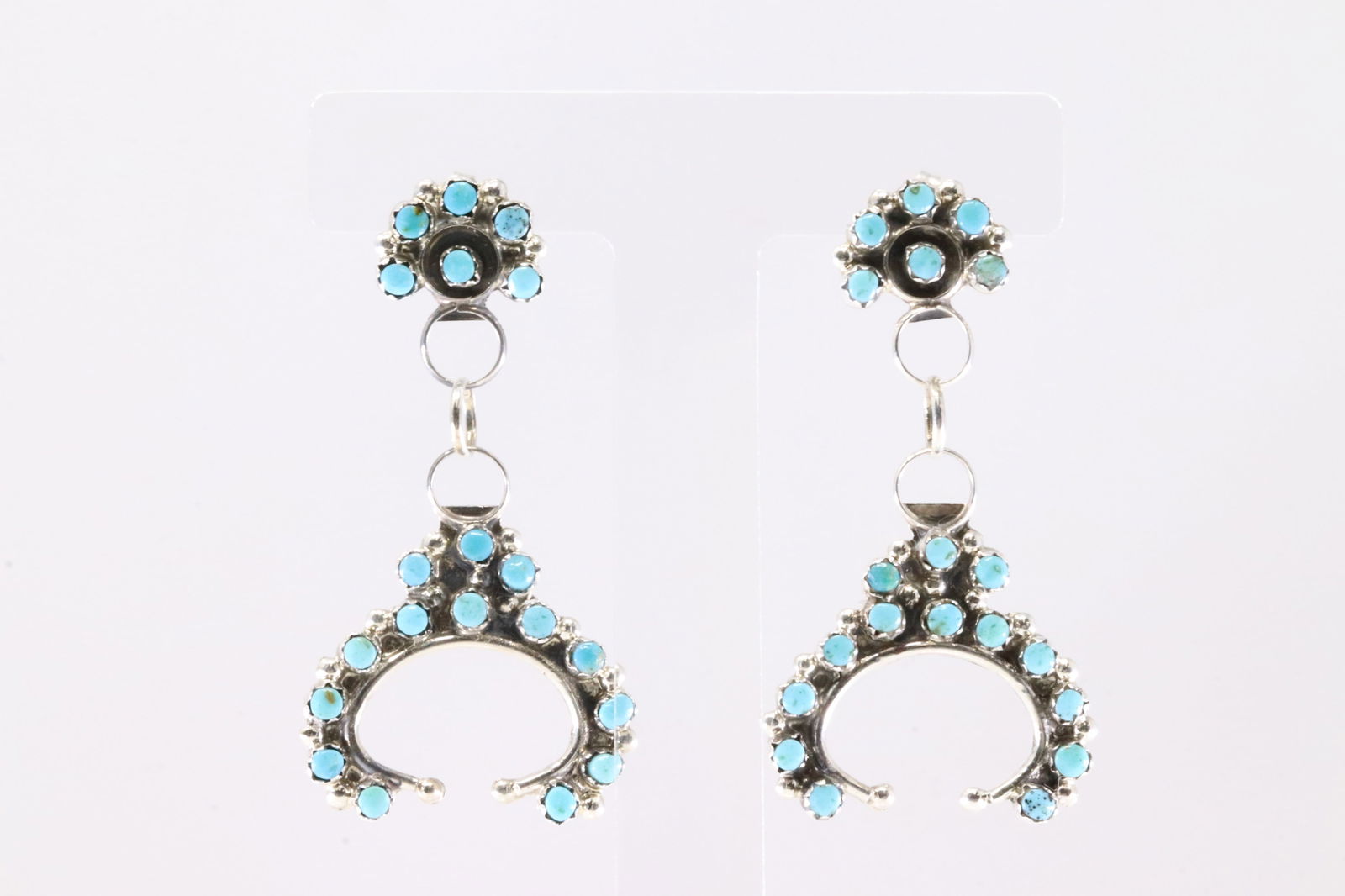 America Sterling Silver Turquoise Post Dangling Earring's. (1 of 4)