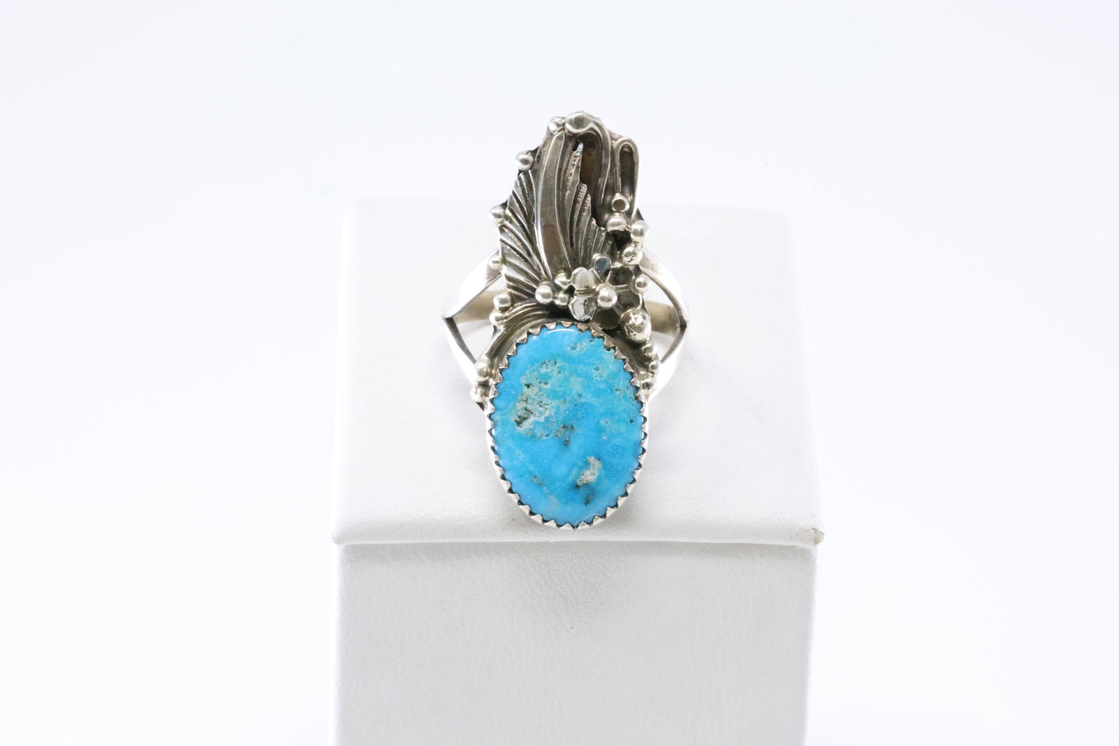 Native America Navajo Sterling Silver Turquoise Feather Ring By Virginia. (1 of 4)