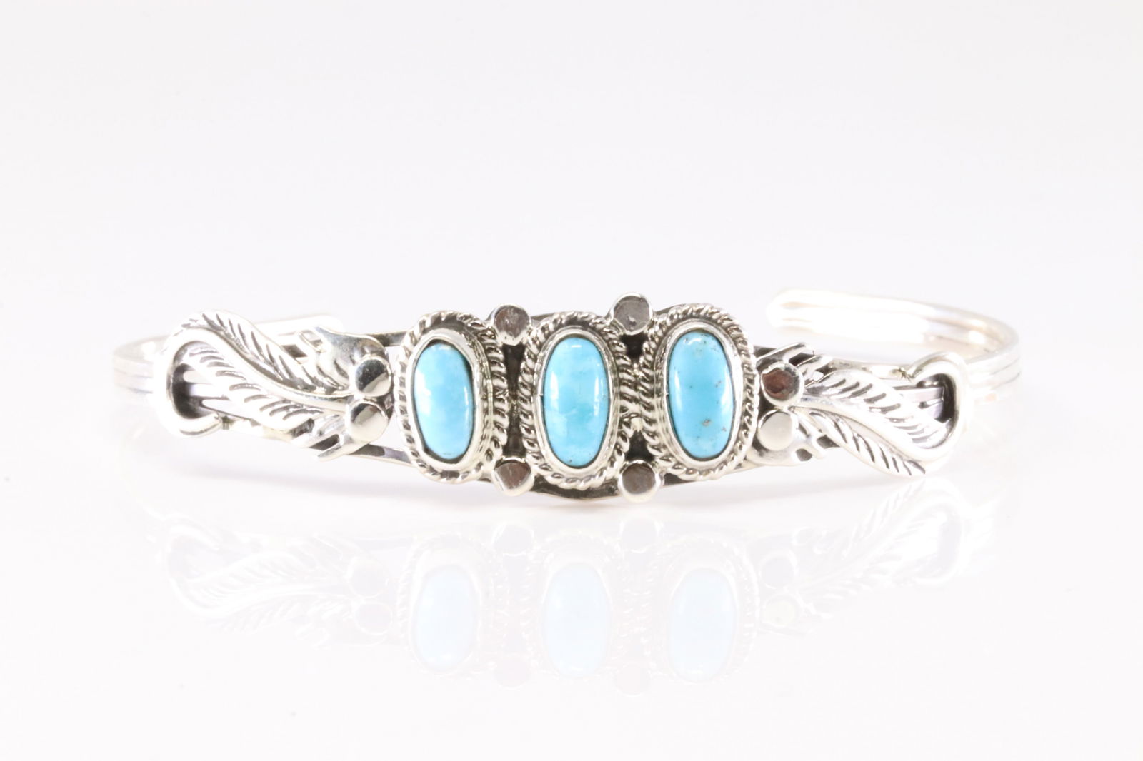 Native America Navajo Sterling Silver Turquoise Bracelet Cuff. From R.B Company. (1 of 4)