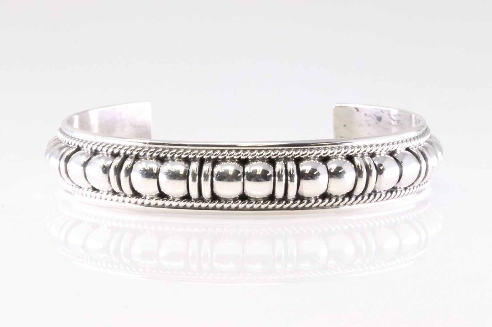 Native America Navajo Sterling Silver Solid Bracelet Cuff By Thomas Charley.: This is a Native America Navajo Sterling Silver Solid Bracelet Cuff By Thomas Charley. Stamp Inside T.C.