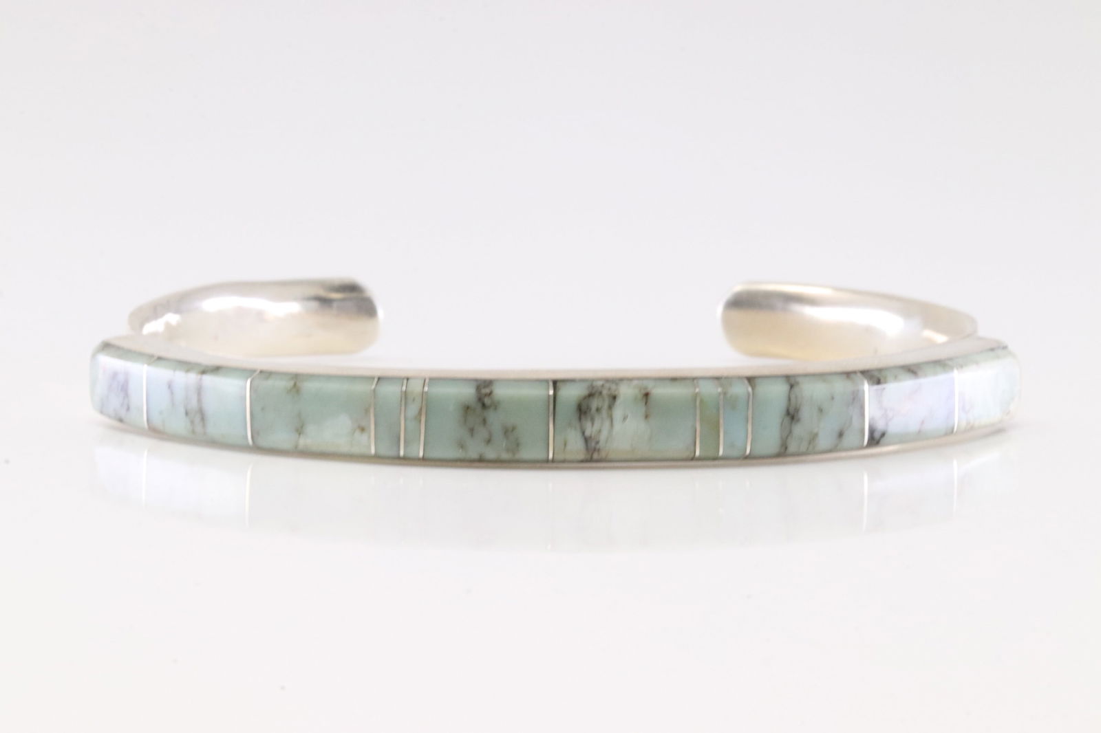 Native America Navajo Sterling Silver Turquoise Inlay Bracelet Cuff By PL.: This is a Native America Navajo Sterling Silver Turquoise Inlay Bracelet Cuff By PL. Stamp PL.
