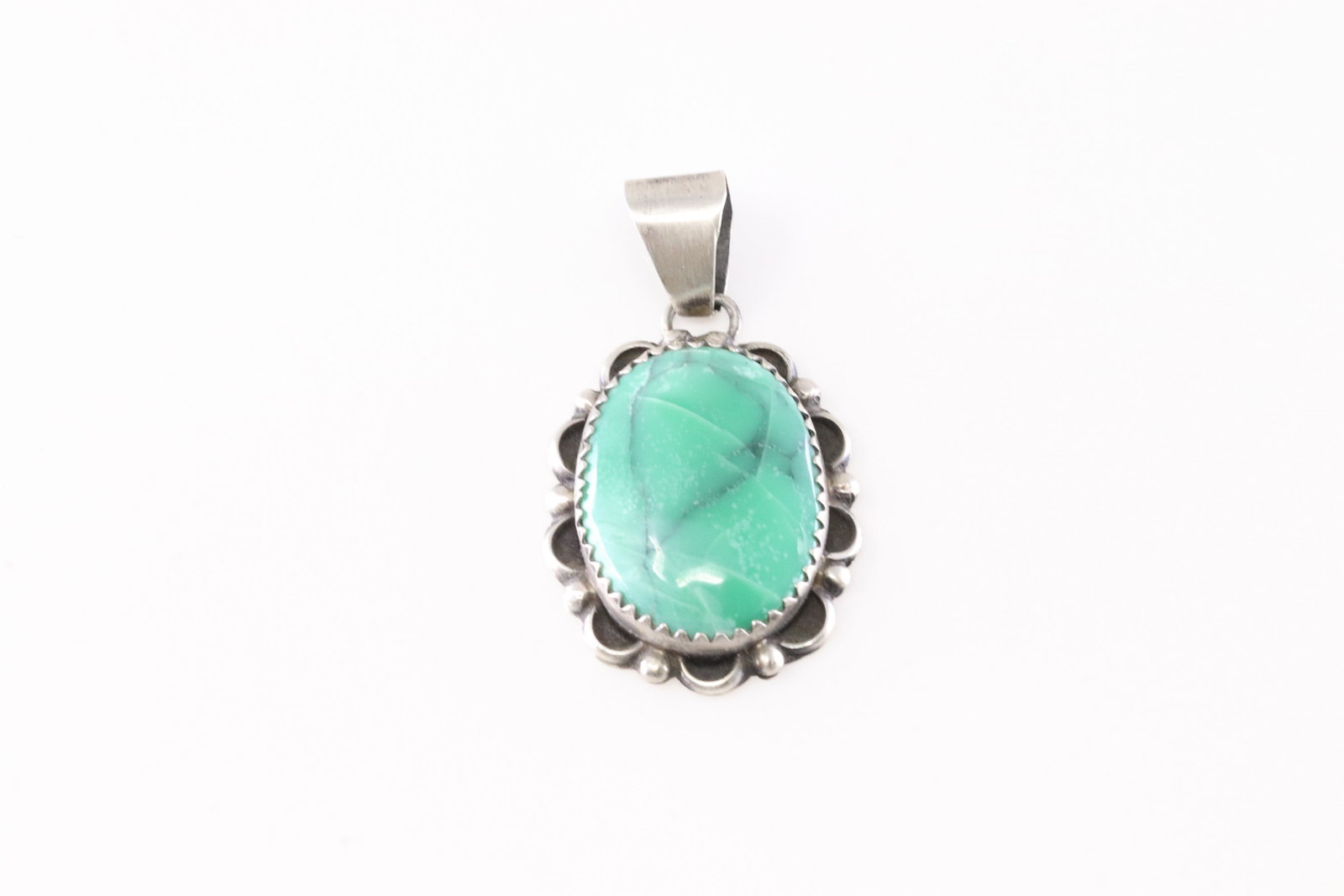 Native America Navajo Sterling Silver Variscite Stone Pendant By Freda Martinez.: Thisis a Native America Navajo Sterling Silver Variscite Stone Pendant By Freda Martinez.