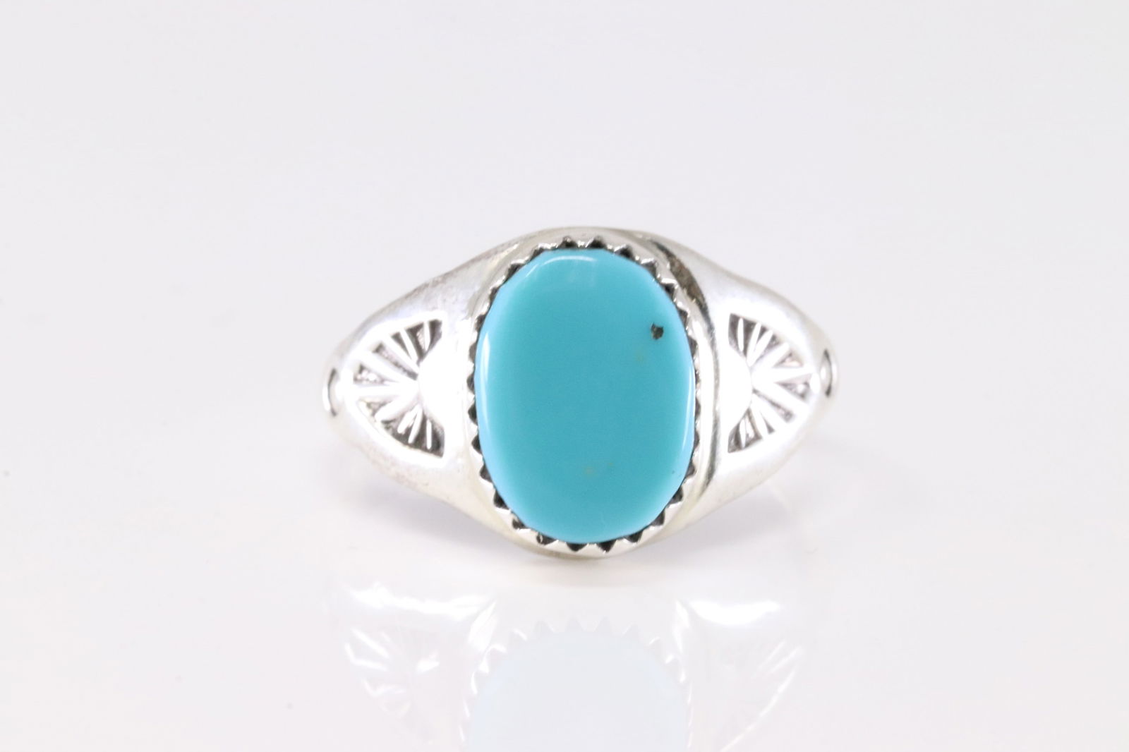 Native America Navajo Sterling Silver Turquoise Ring By M.L. (1 of 4)