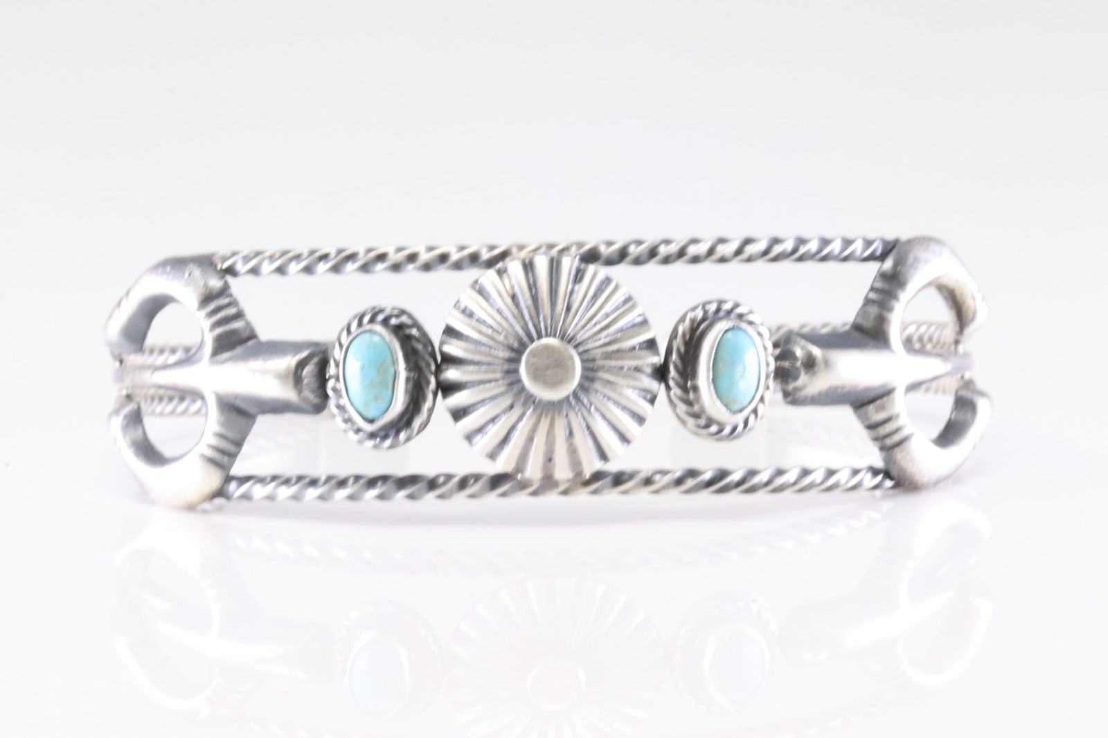 Native America Navajo Sterling Silver Turquoise Bracelet Cuff By Bobby Platero. (1 of 4)