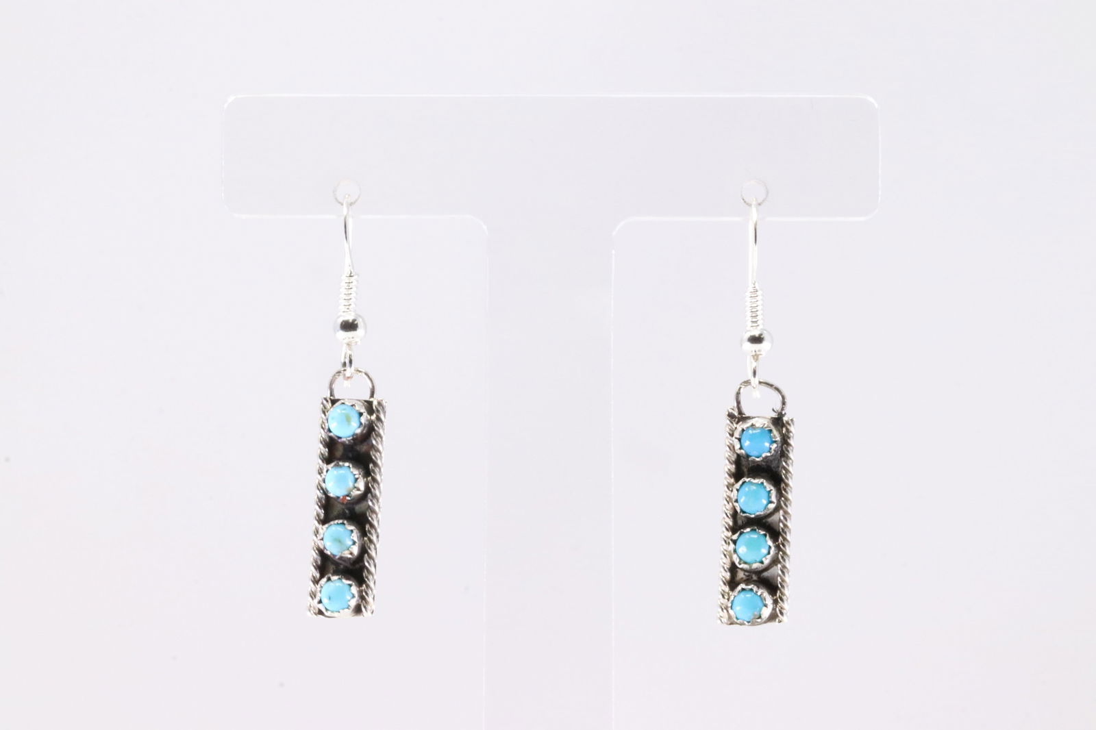 America Sterling Silver Turquoise Dangling Earring's. (1 of 4)